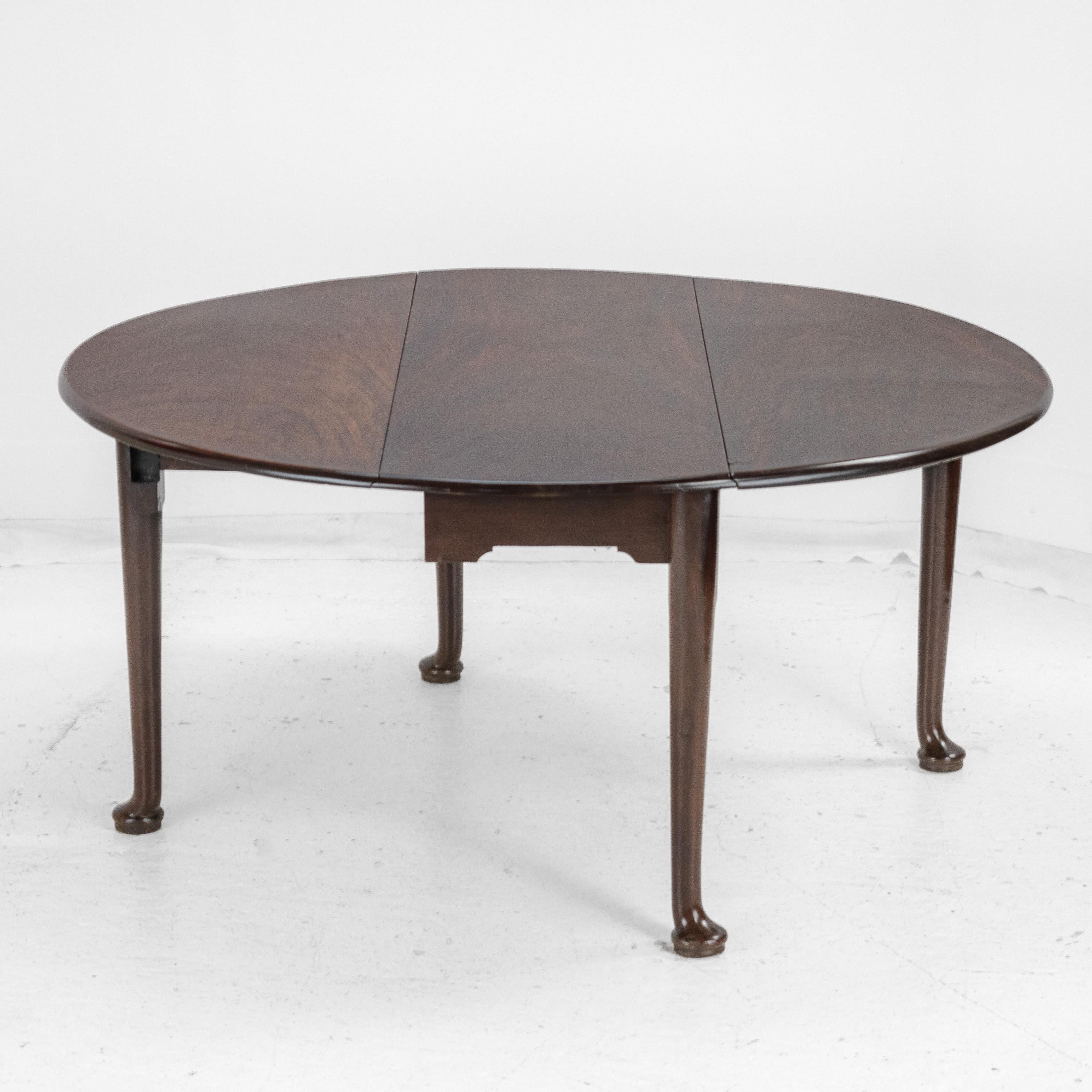 George II Cuban Mahogany Gate-Leg Drop-Leaf Oval Dining Table with Pad Feet For Sale 7