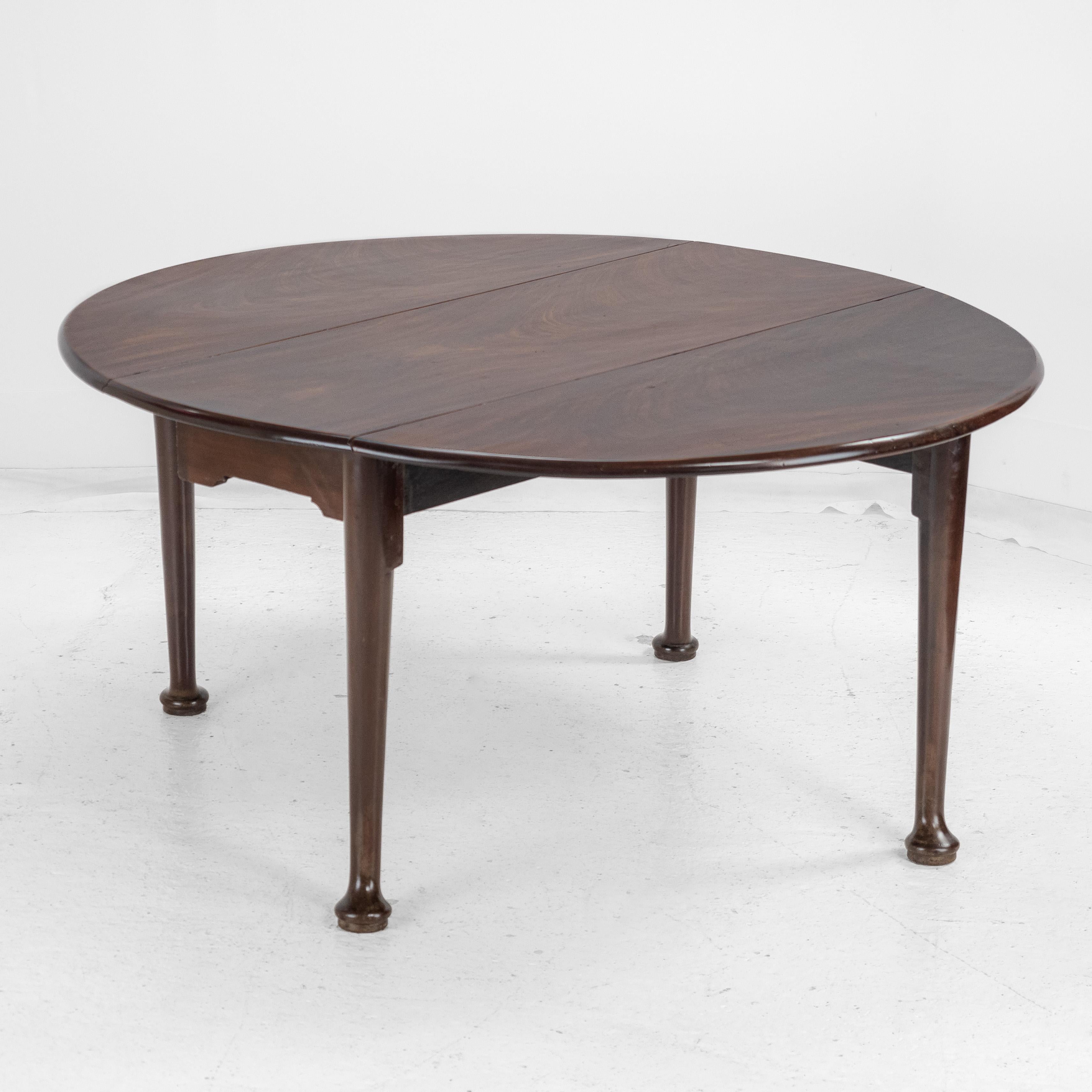 George II Cuban Mahogany Gate-Leg Drop-Leaf Oval Dining Table with Pad Feet For Sale 4
