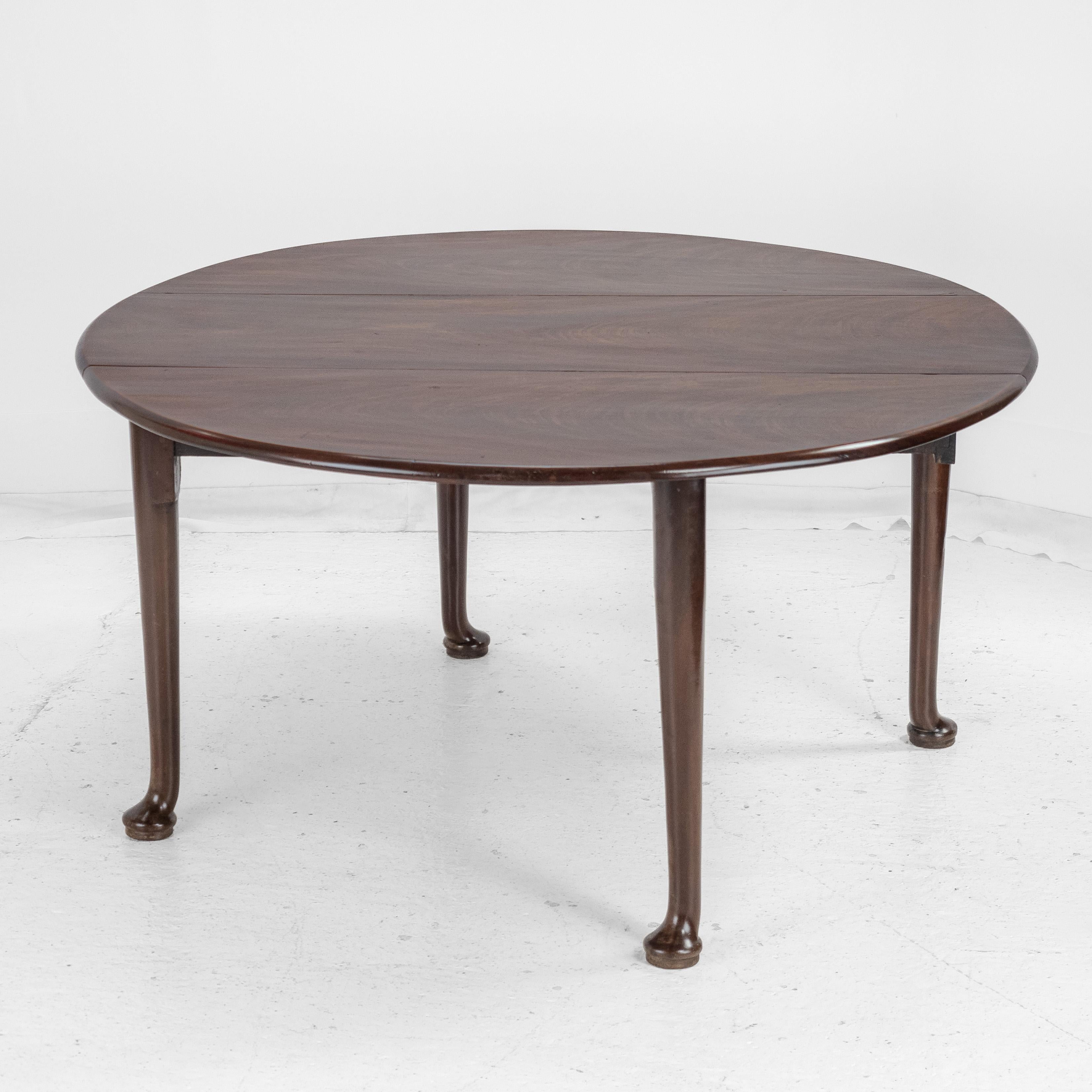 George II Cuban Mahogany Gate-Leg Drop-Leaf Oval Dining Table with Pad Feet For Sale 5