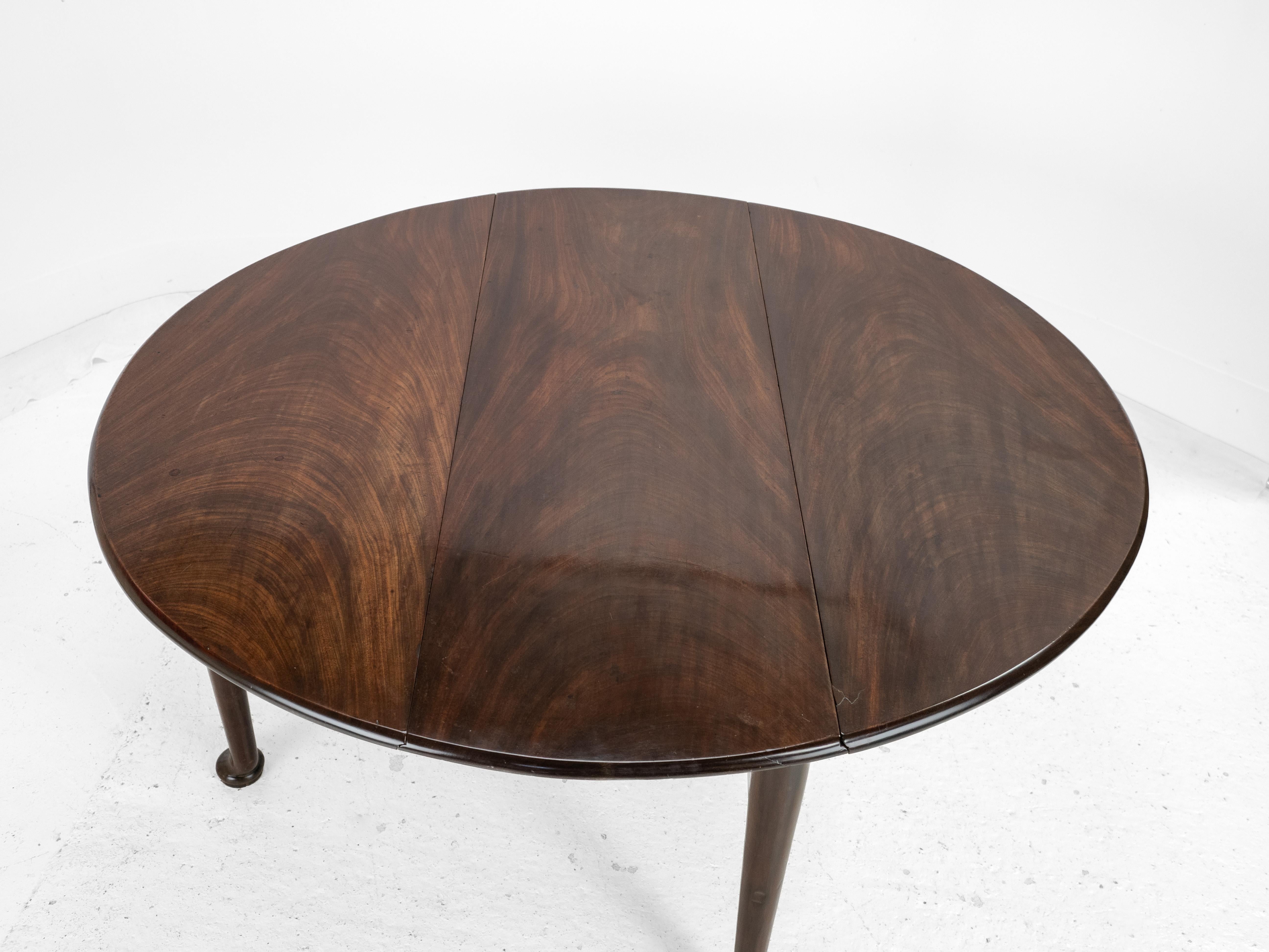 George II Cuban Mahogany Gate-Leg Drop-Leaf Oval Dining Table with Pad Feet For Sale 8