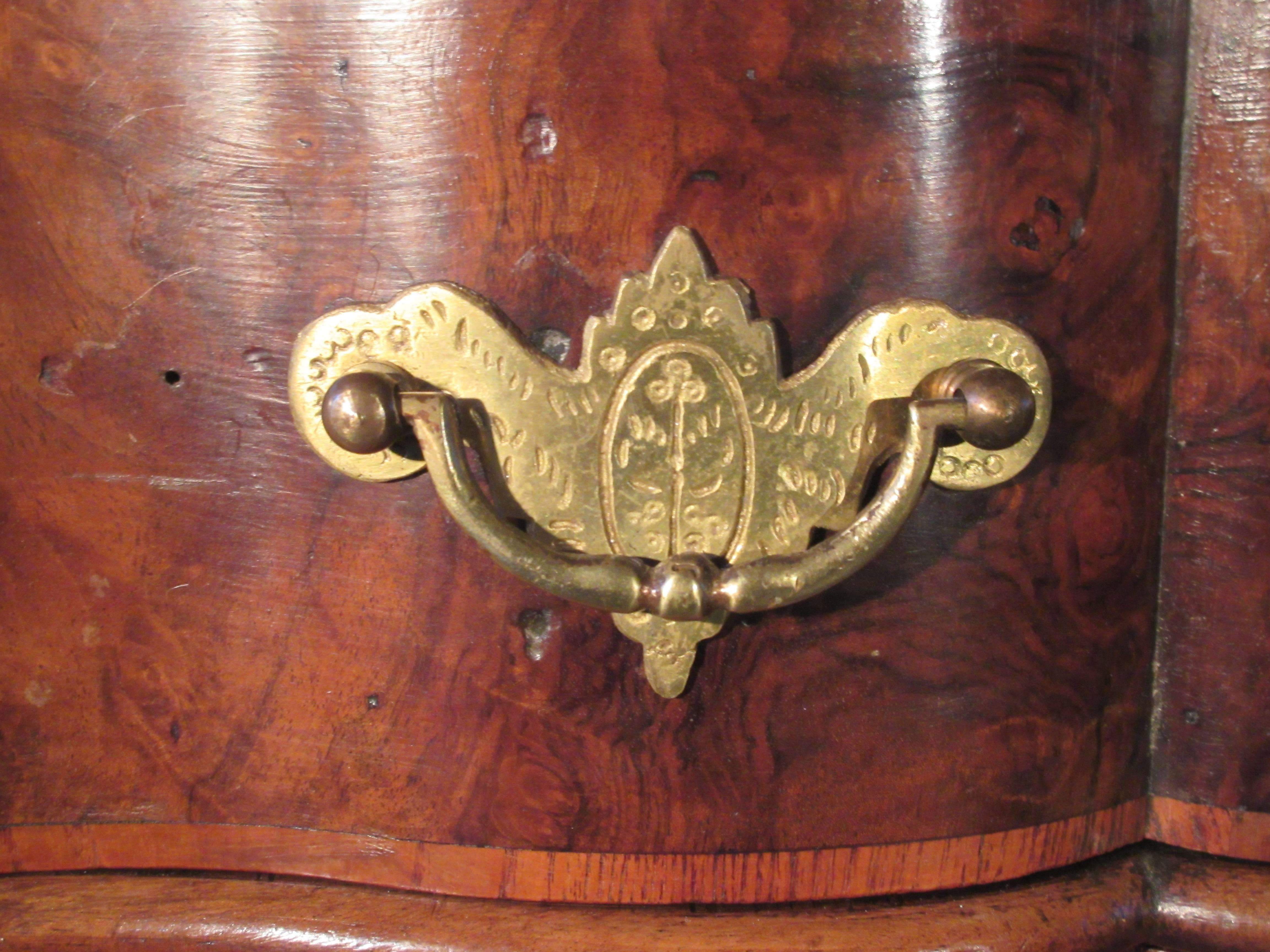 Brass Exceptional Burr Walnut Imperial Monogrammed Bureau-Bookcase, Scriban For Sale