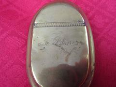 Brass Tobacco Box, Engraved "T. Blair"