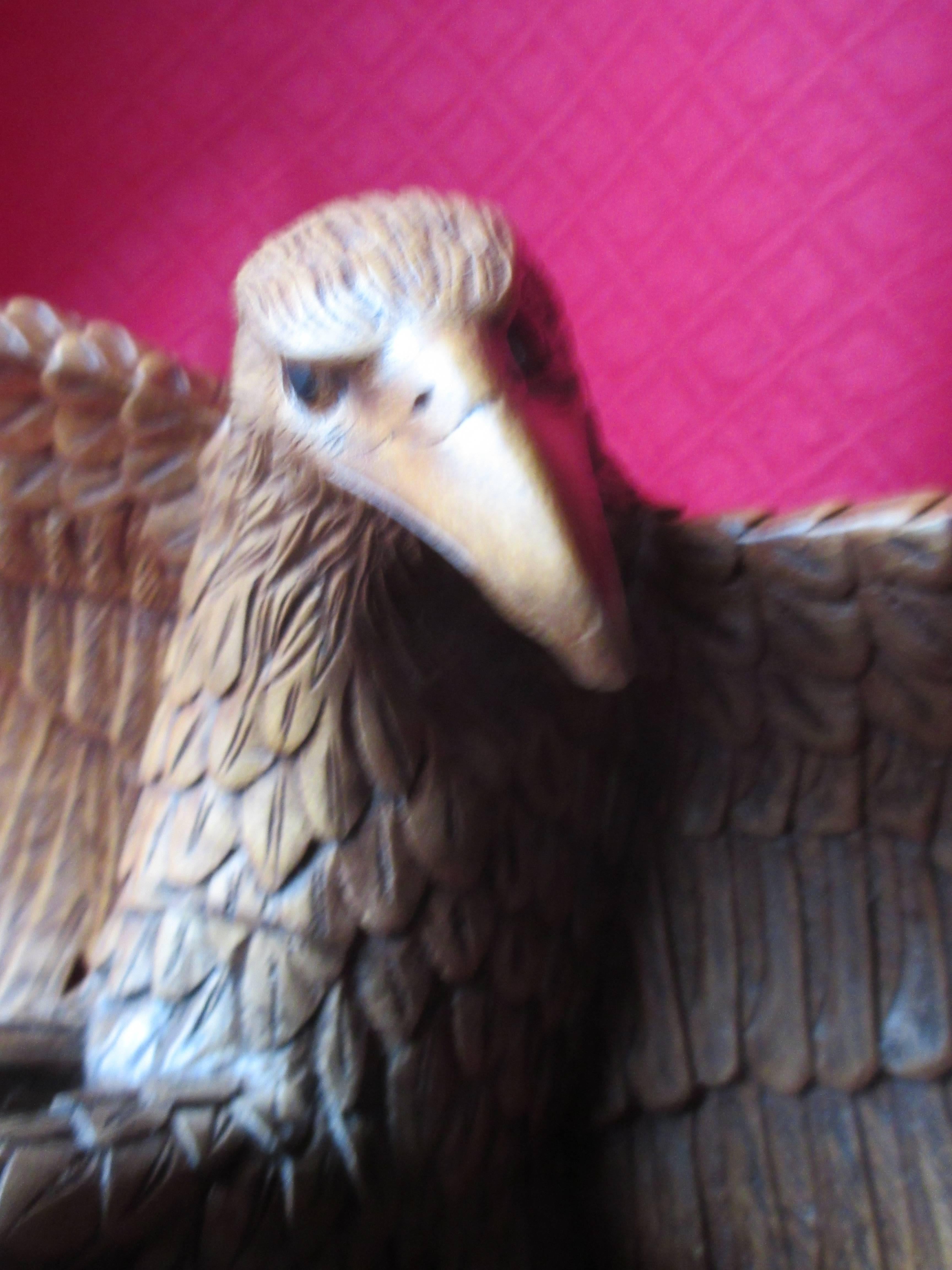 'Grand Tour' Life-Size Swiss 'Black Forest' Carved Walnut Eagle SATURDAY SALE! For Sale 3