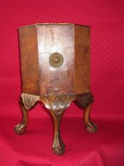 Octagonal Burr Walnut Wine Cooler or Jardinière