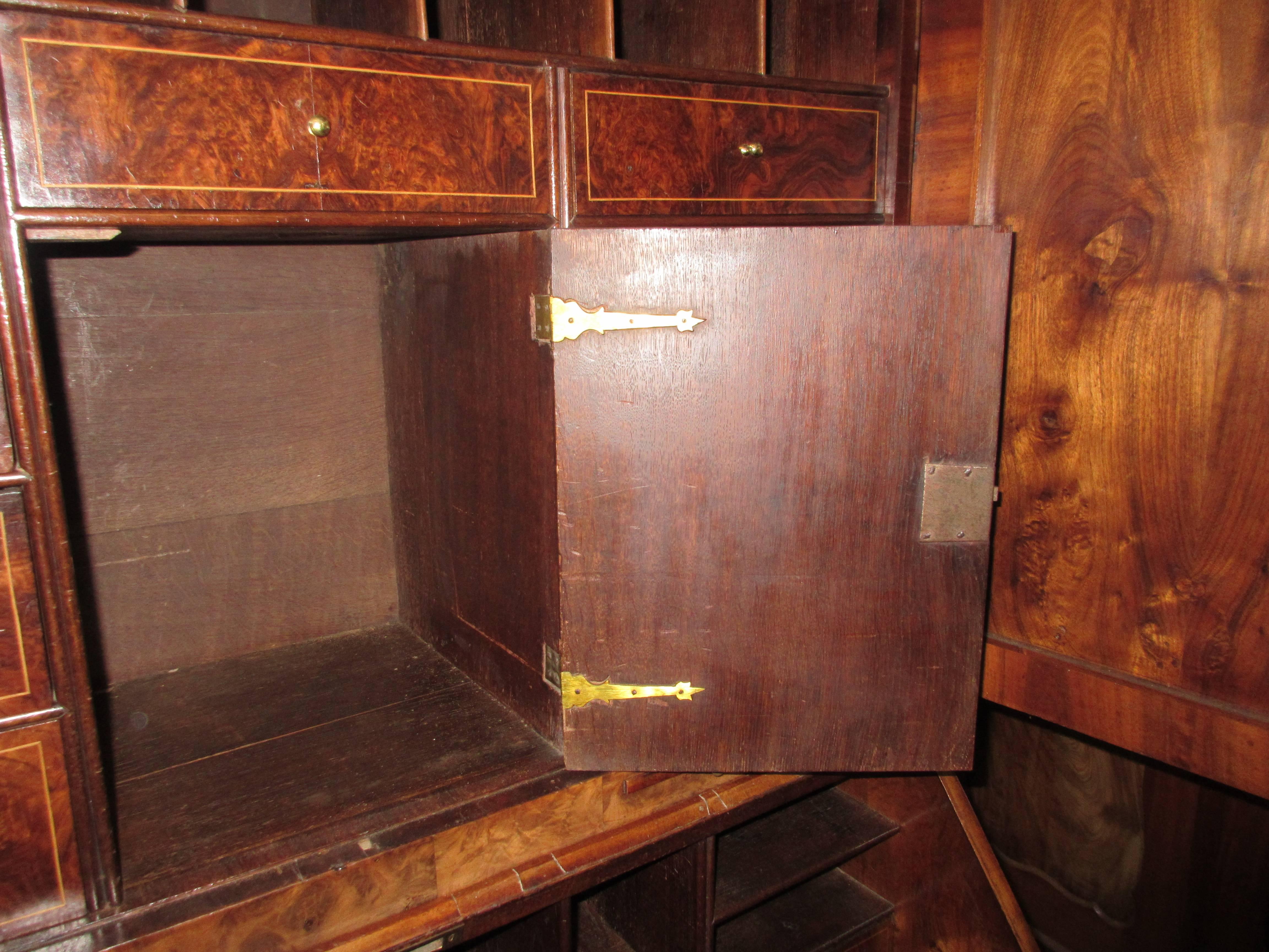 Dutch 18th Century Burr Walnut Secretaire Writing Cabinet Scriban For Sale 3