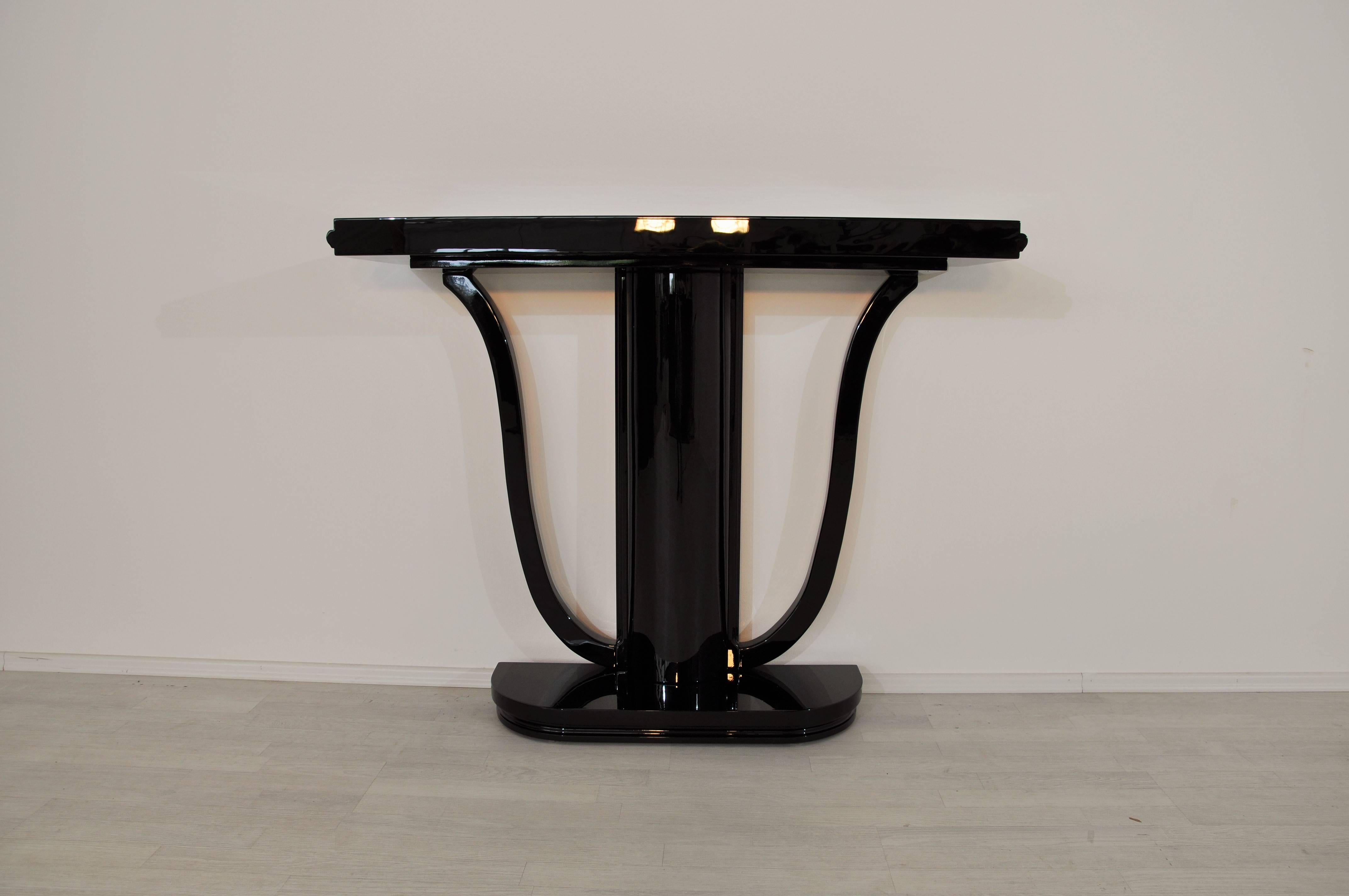 High Gloss Black Art Deco Console from France In Excellent Condition In Senden, NRW