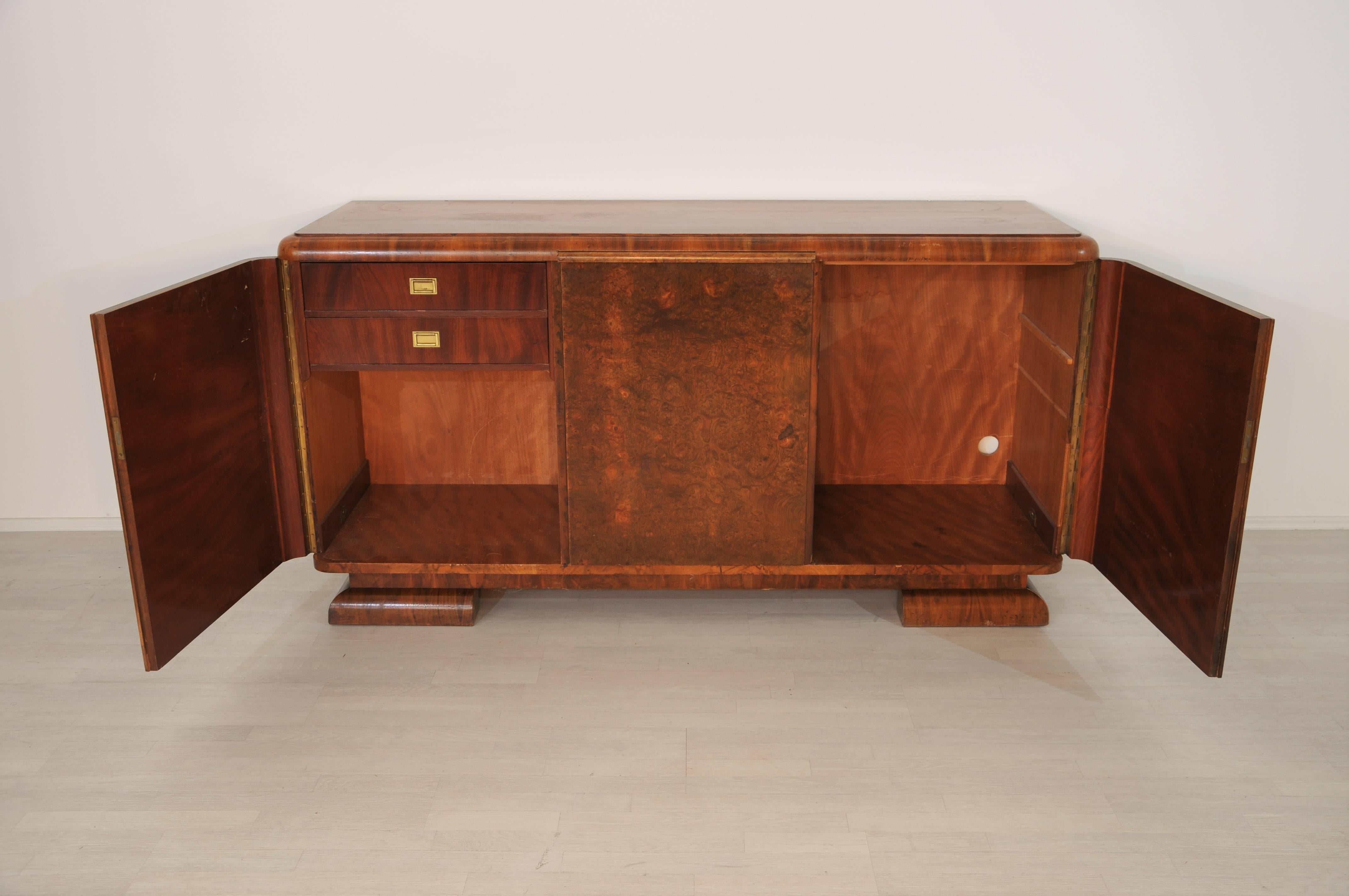 Original Art Deco Sideboard Made of Burl Wood In Good Condition In Senden, NRW