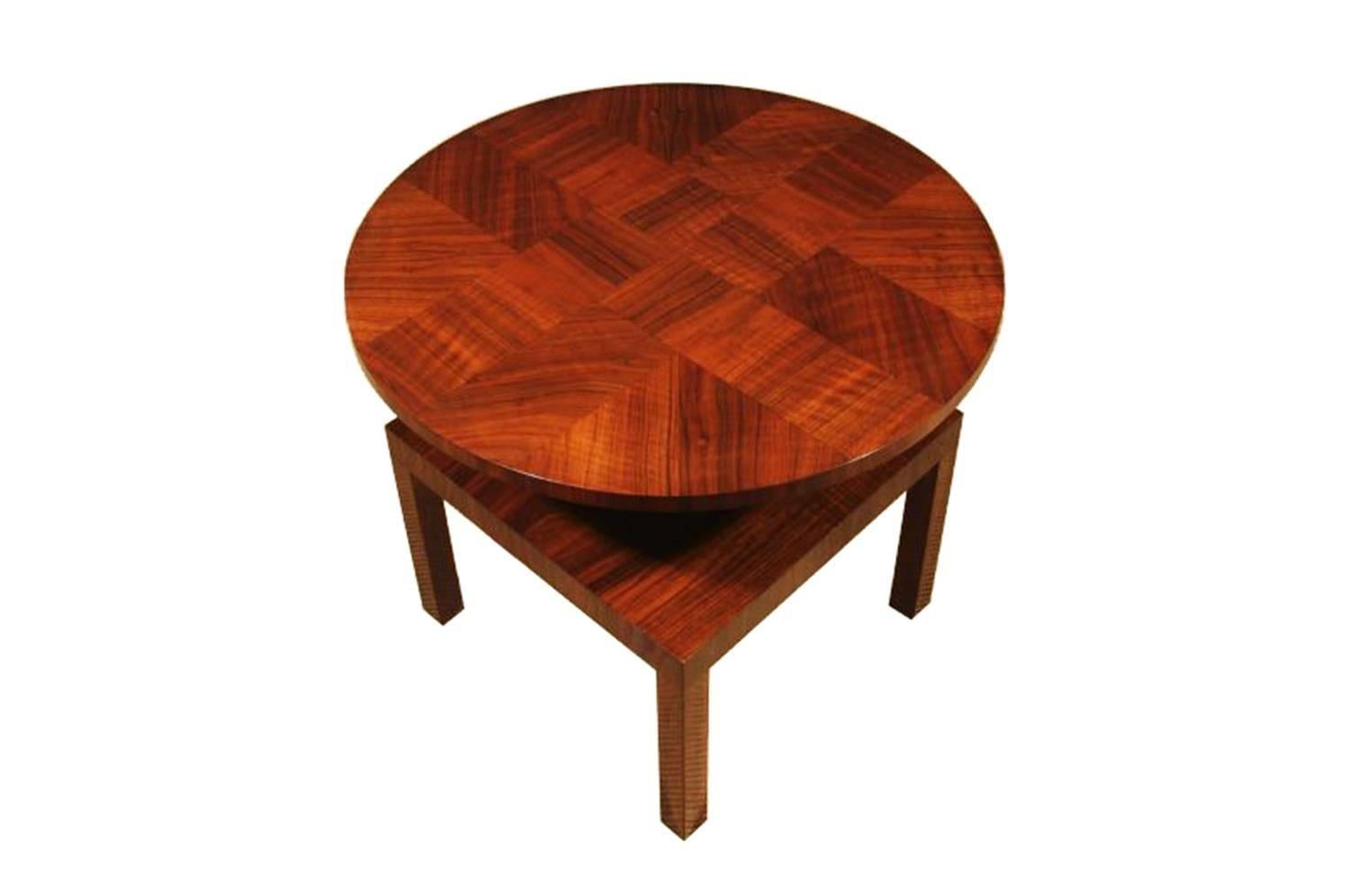 Hand-Crafted Vintage Art Deco Side Table Made of Mahogany and Walnut