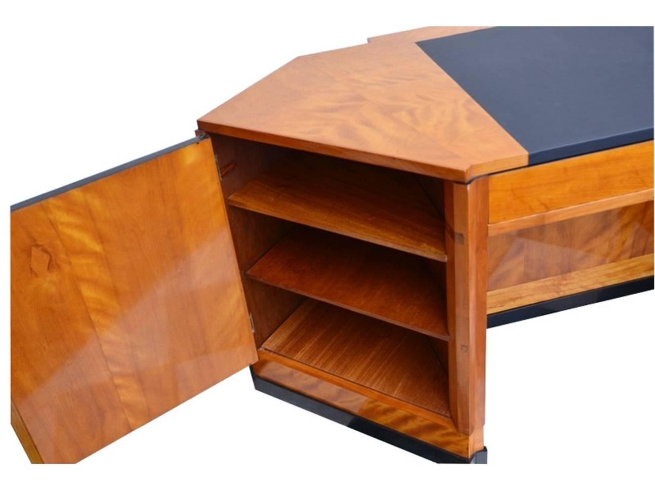 Hexagonal Art Deco Desk Made of Cherry and Mahogany Wood 1