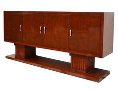 Walnut Art Deco Sideboard with Big Column Feet