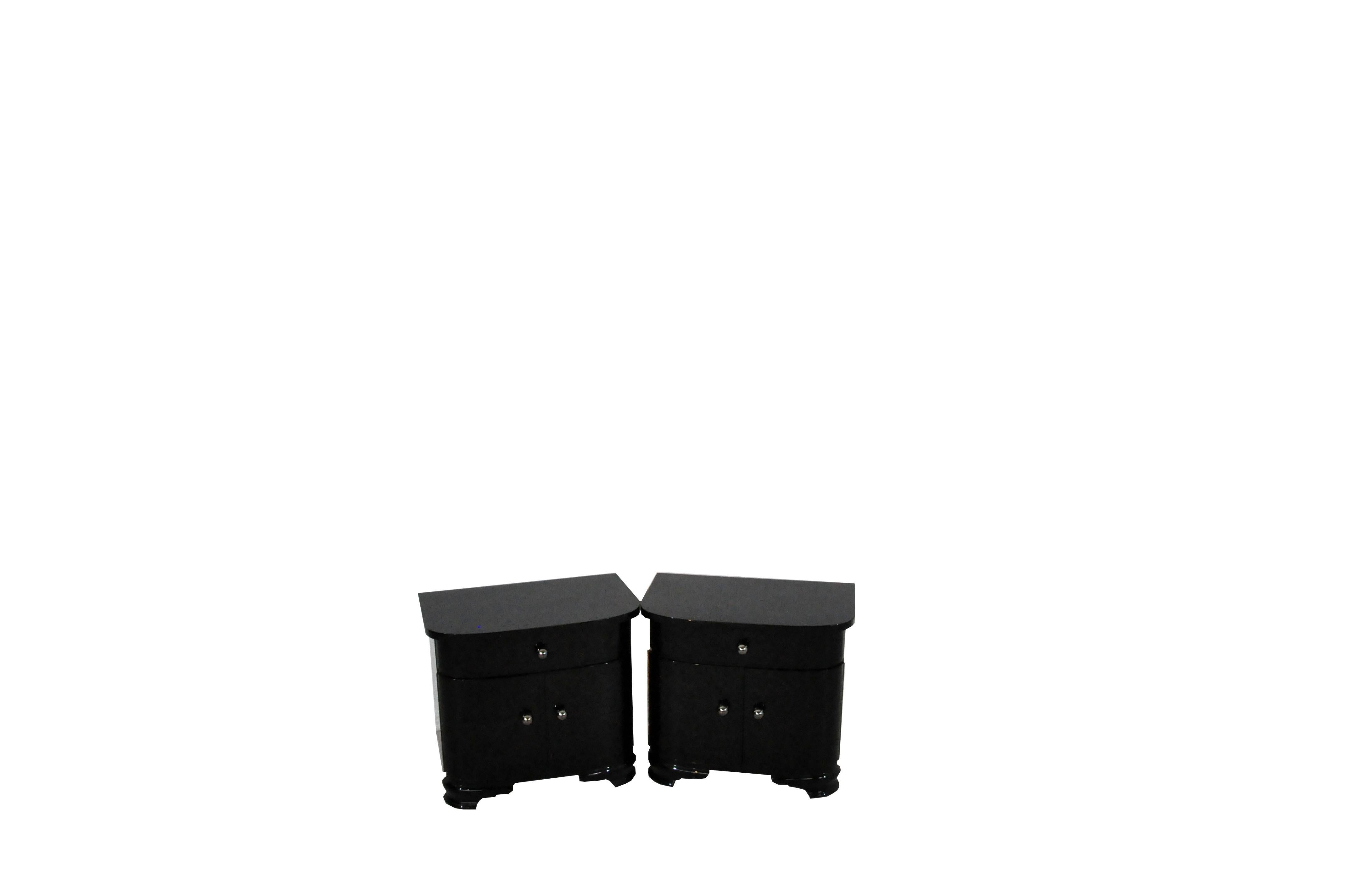 French Pair of Piano Lacquer Night Stands from the Art Deco Era