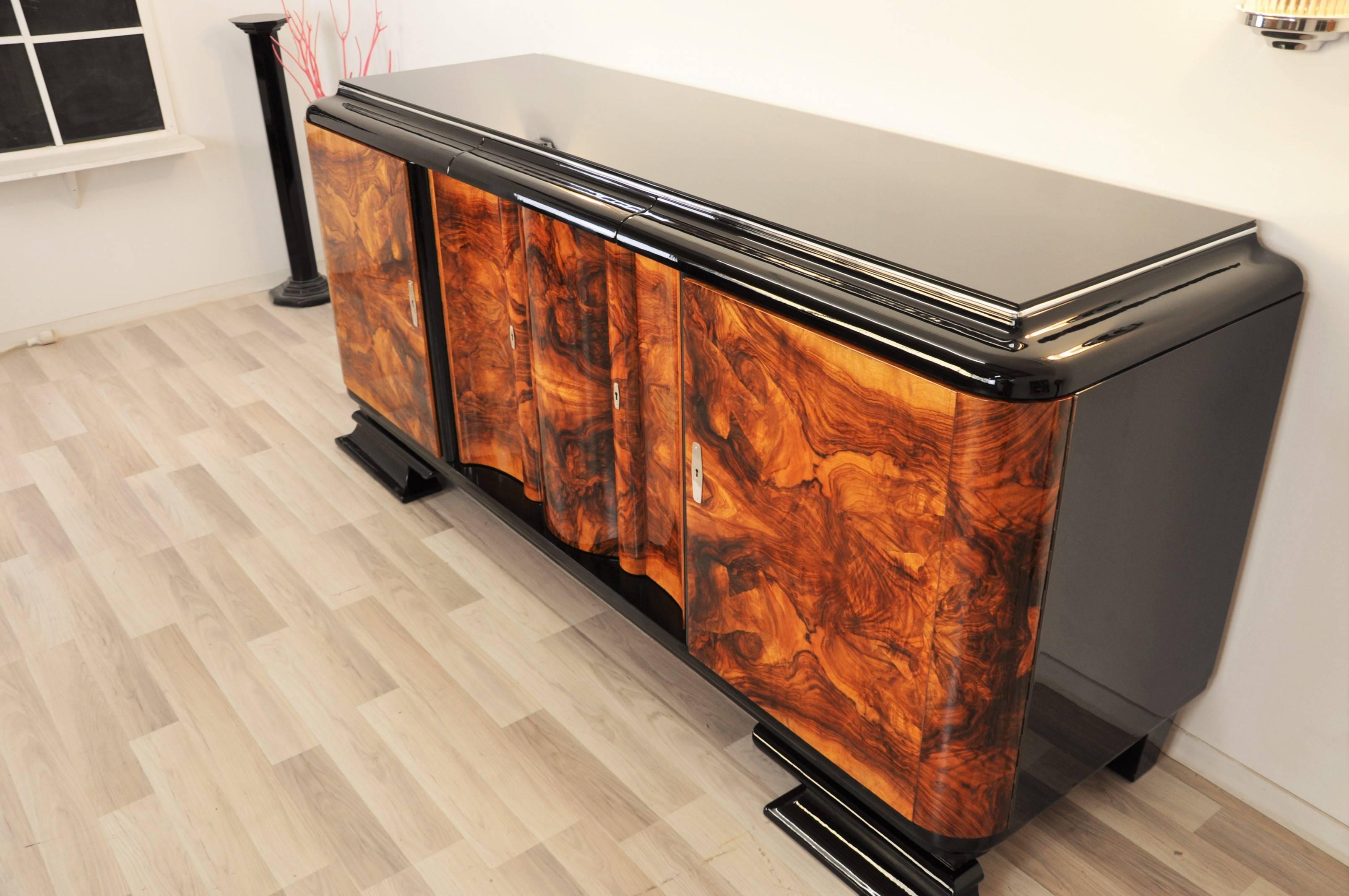 Hand-Crafted Art Deco Sideboard with Doors Made of Walnut