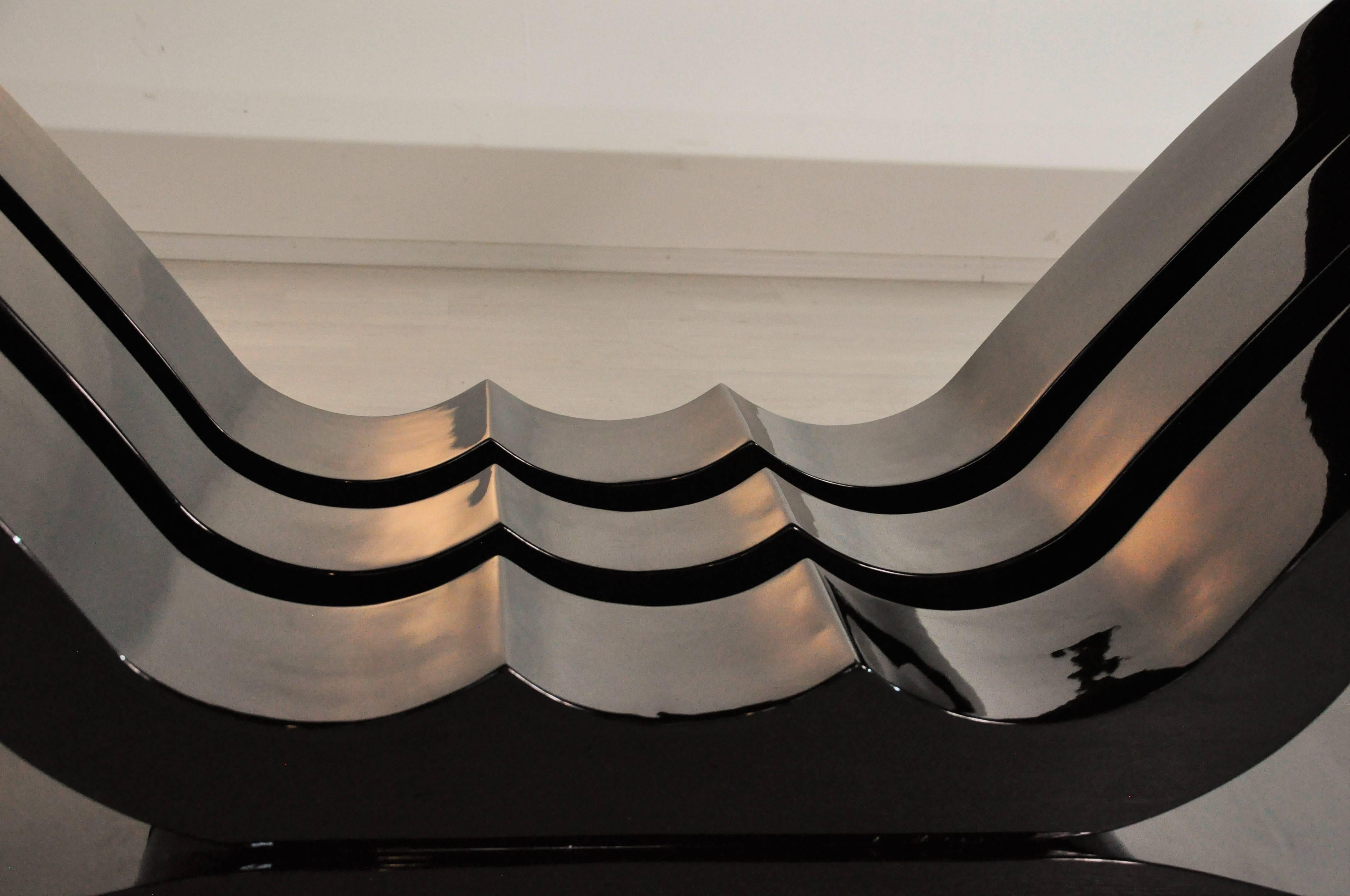 Lacquer Large Art Deco Dining Table in Highgloss Black