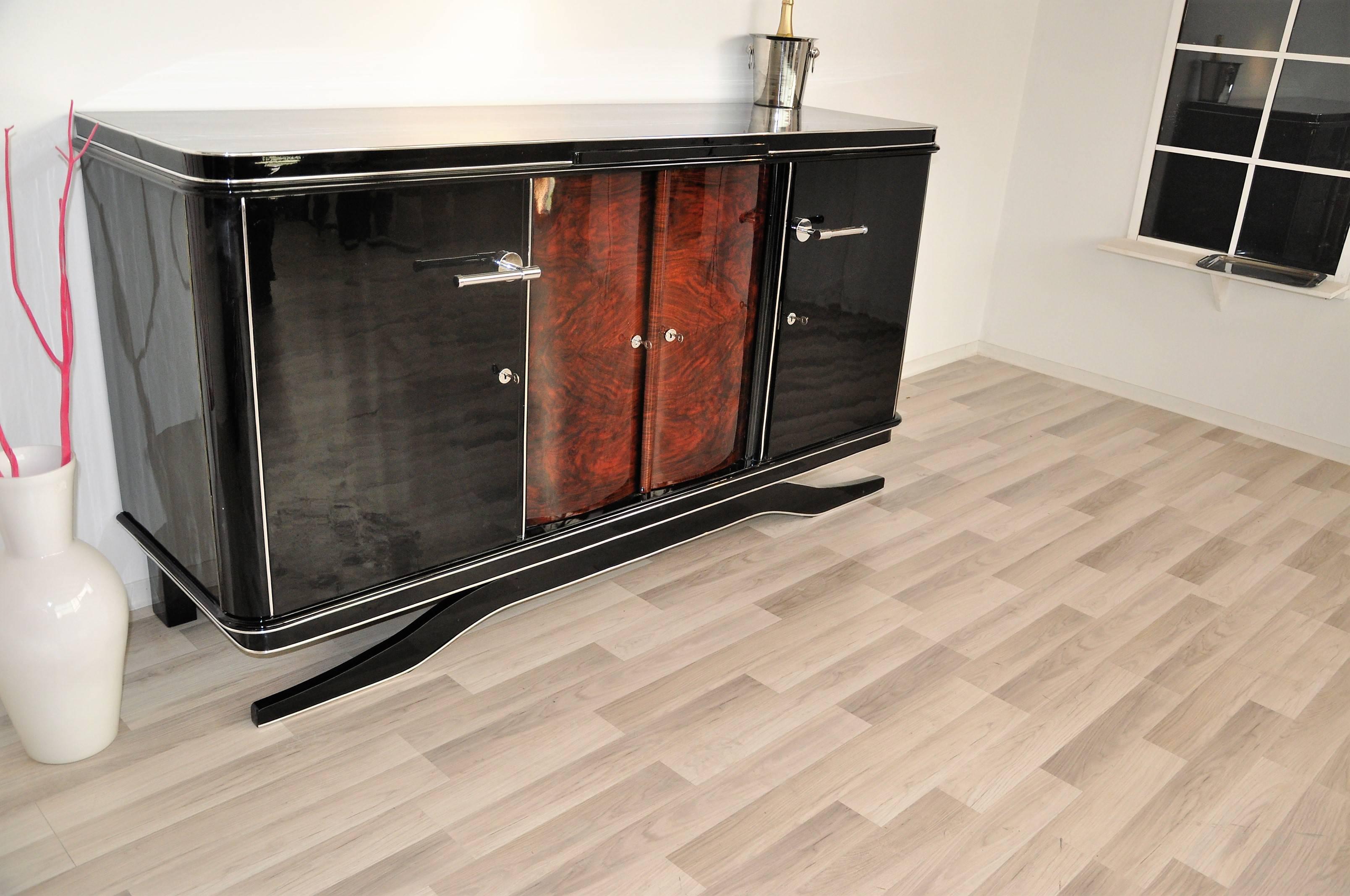 Floating Art Deco Buffet with Walnut Door In Excellent Condition In Senden, NRW