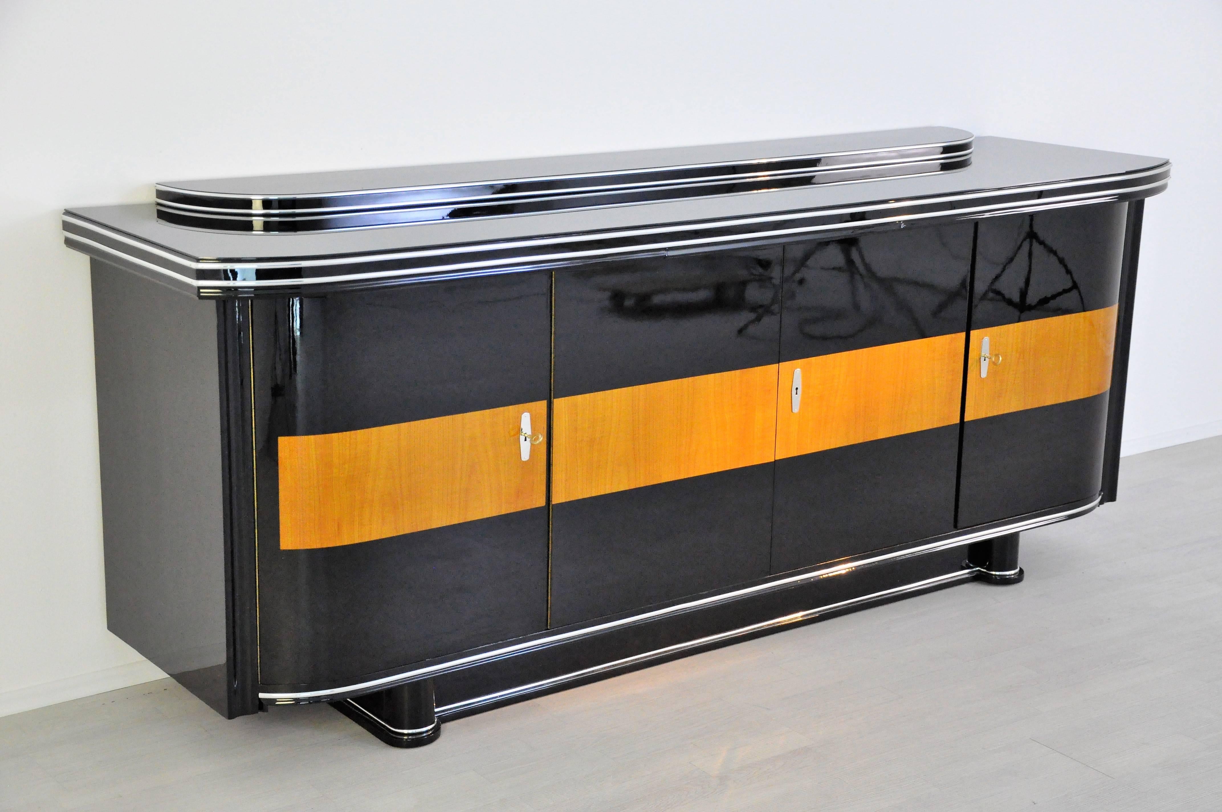 Hand-Crafted Art Deco Sideboard with Maple Application