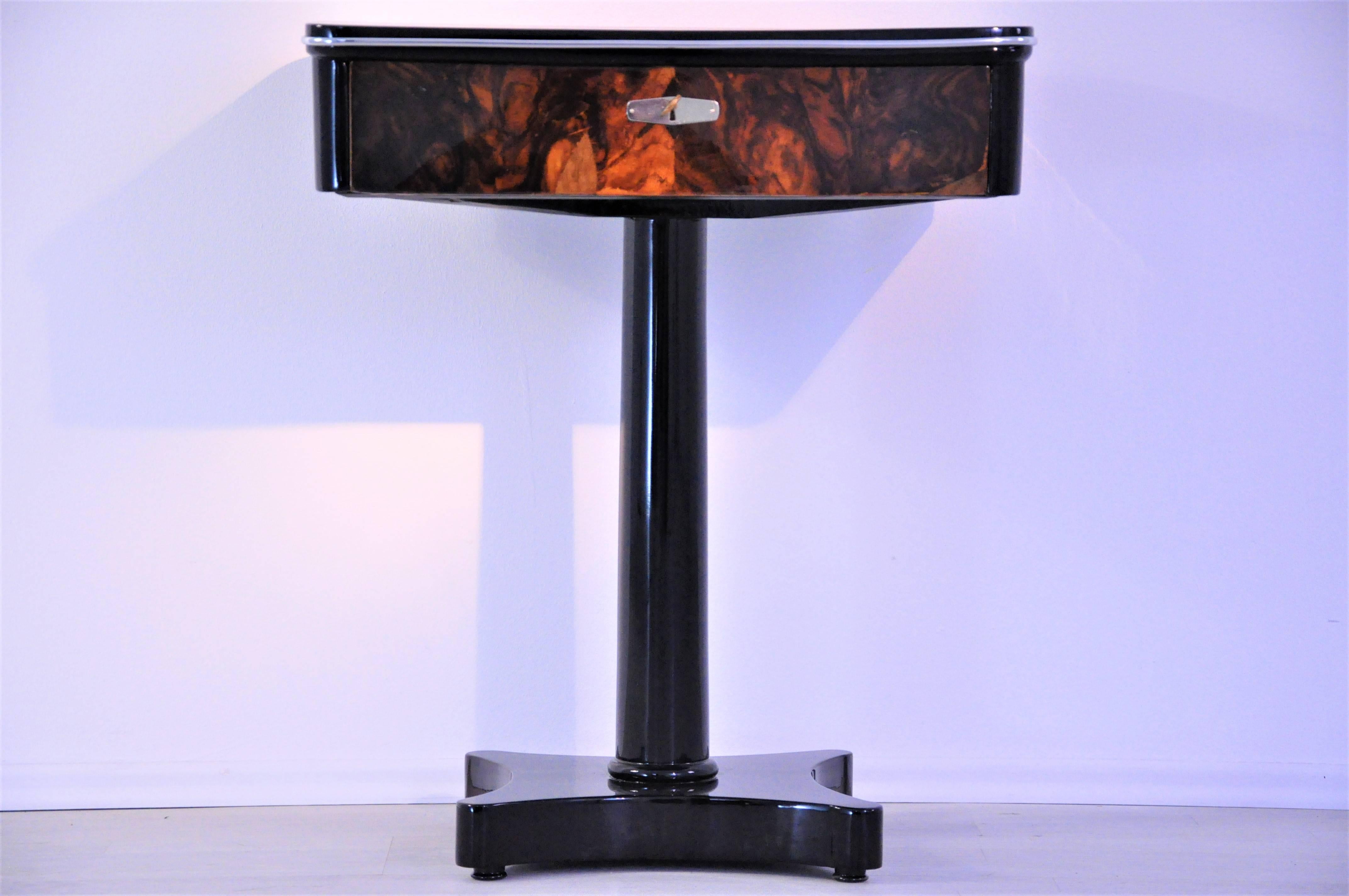 Hand-Crafted Art Deco Console Table with a Walnut Drawer