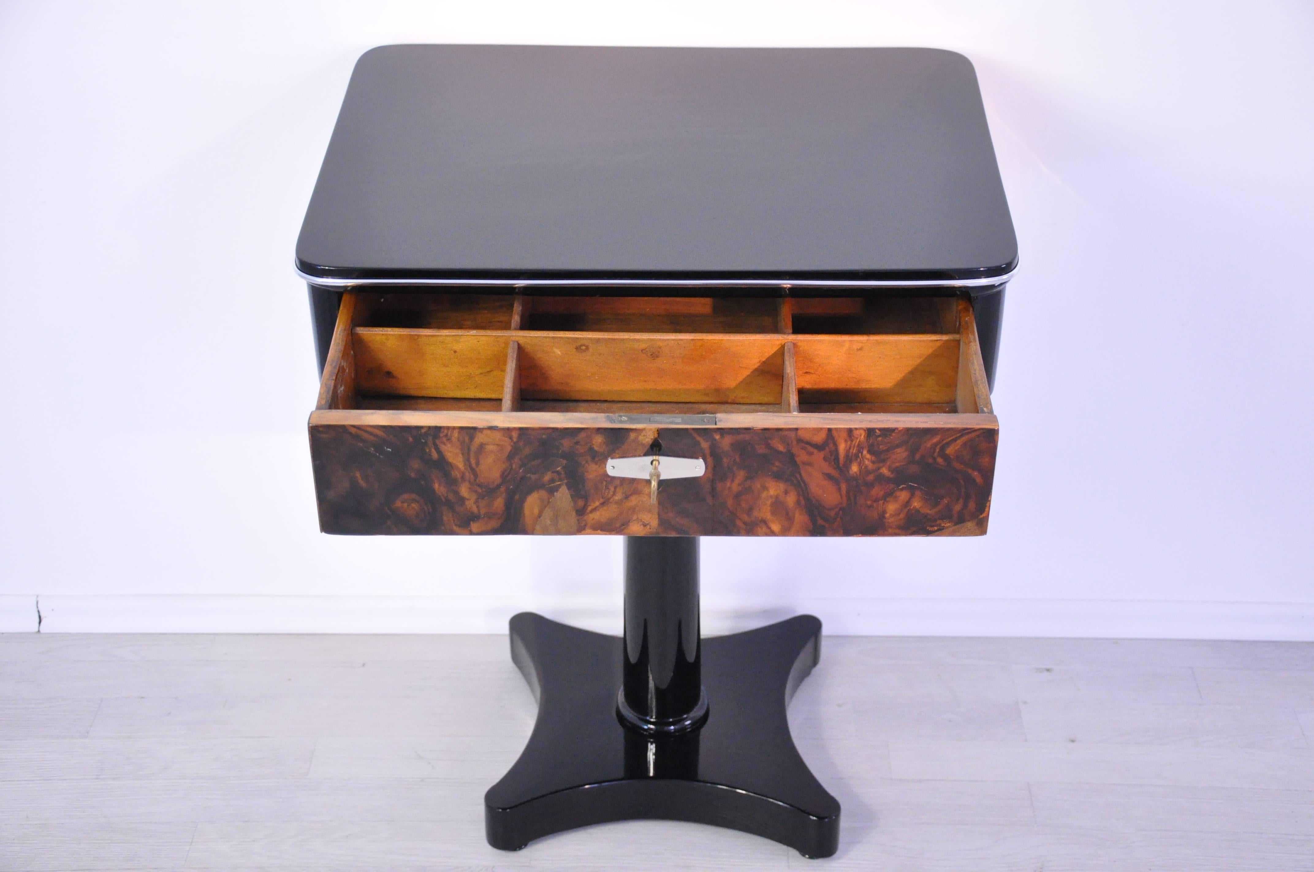 Art Deco Console Table with a Walnut Drawer 3