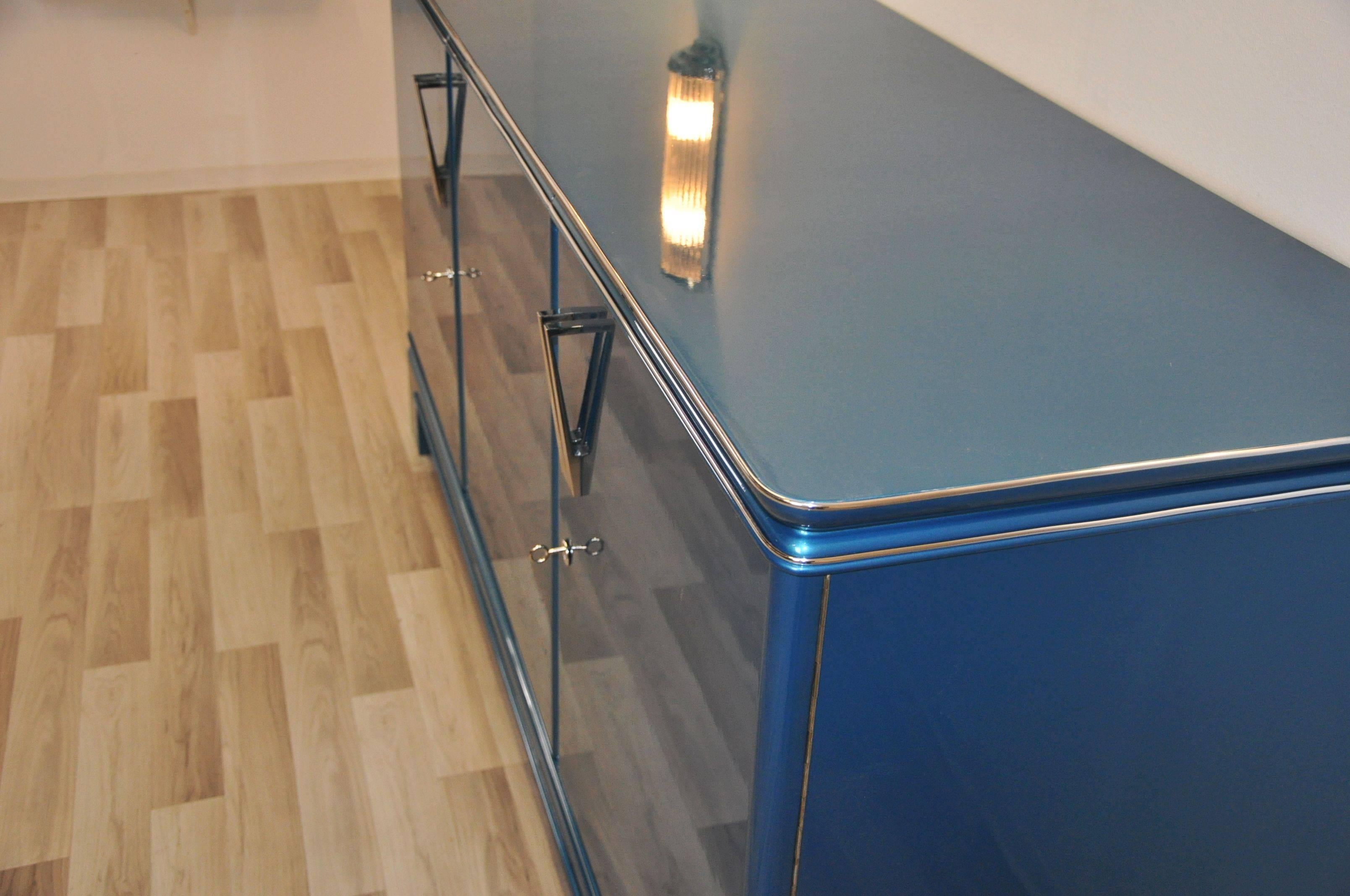 Art Deco Sideboard Metallic Blue 2