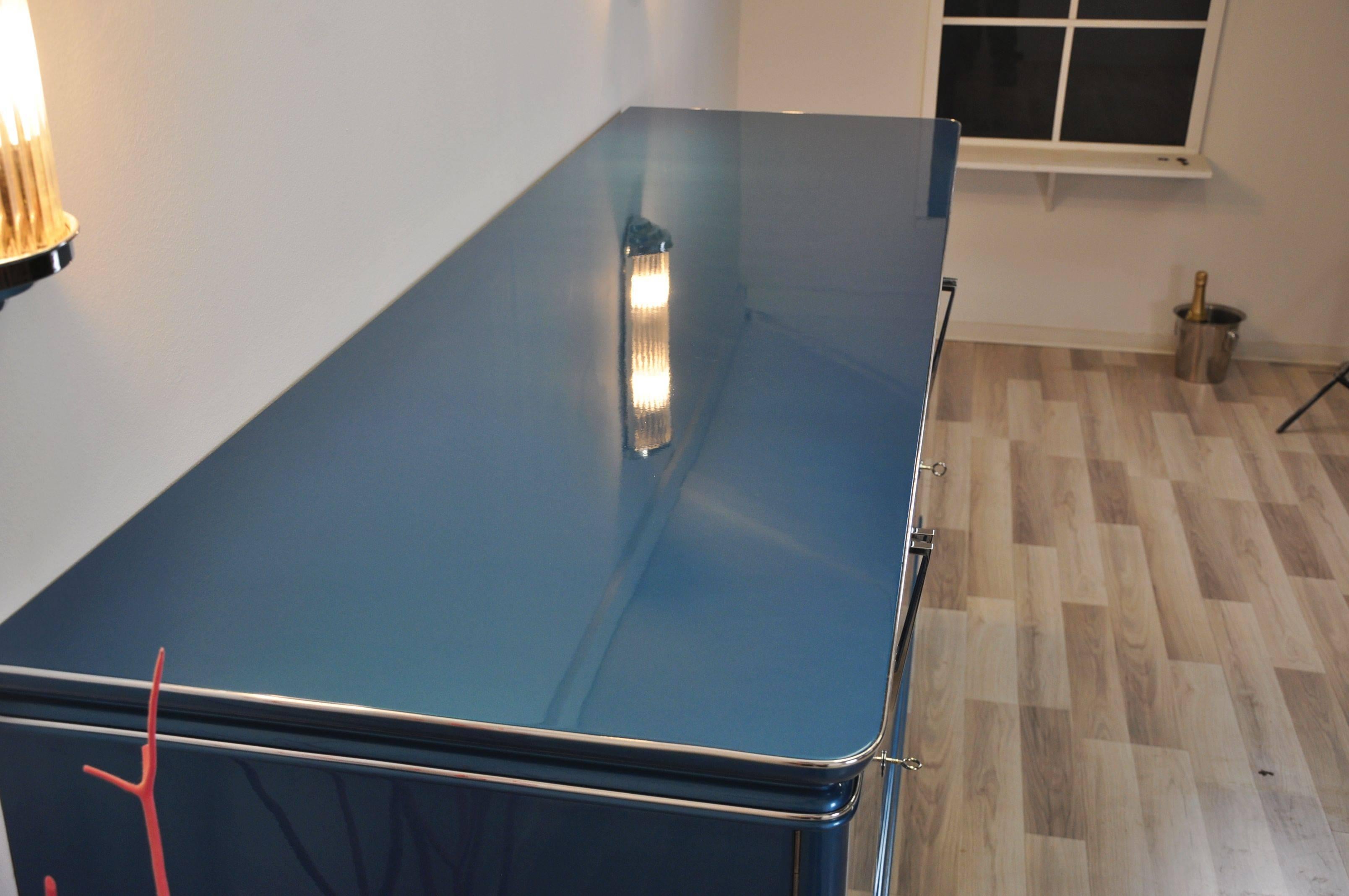 Art Deco Sideboard Metallic Blue 3