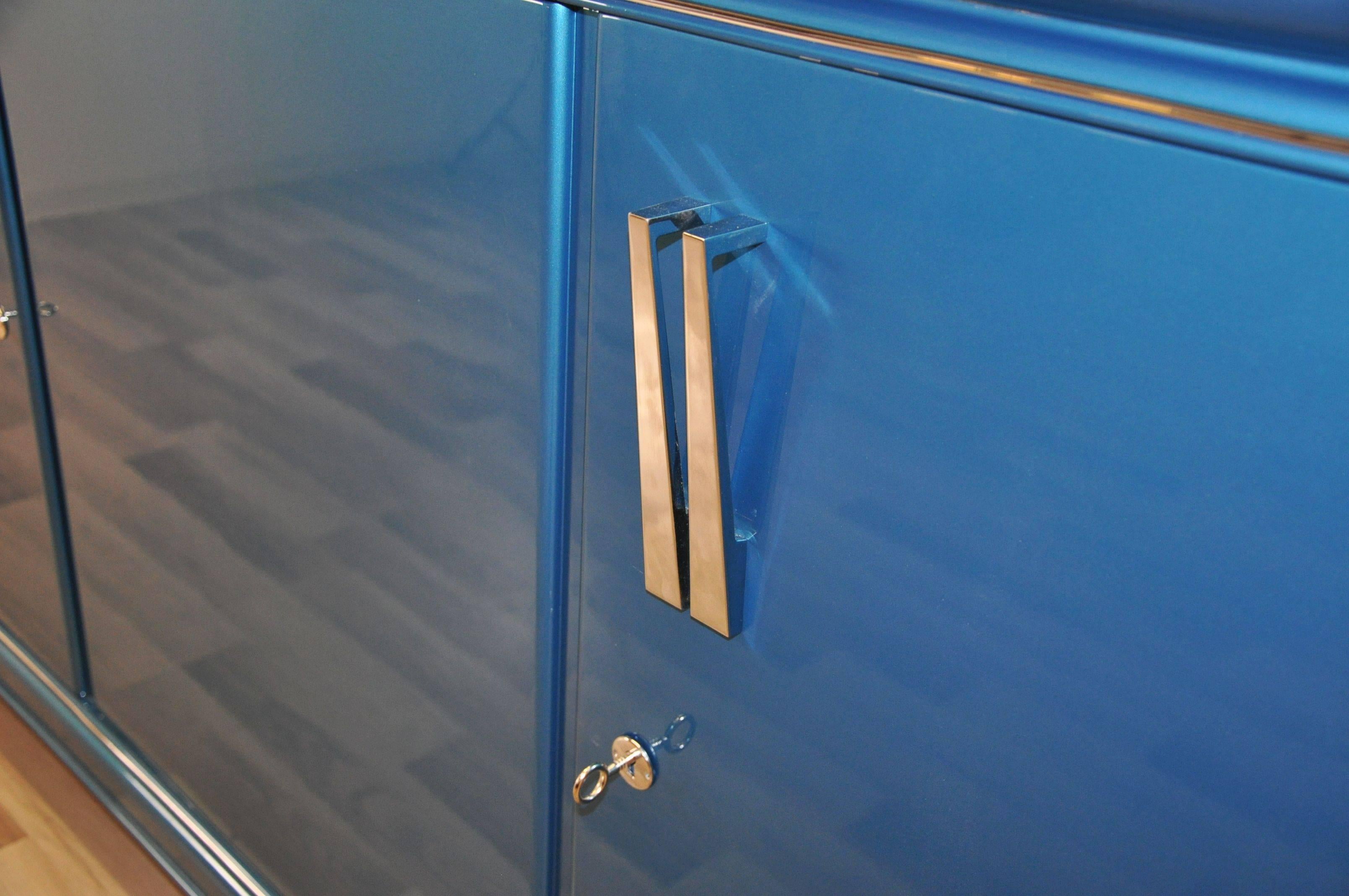 Art Deco Sideboard Metallic Blue 4