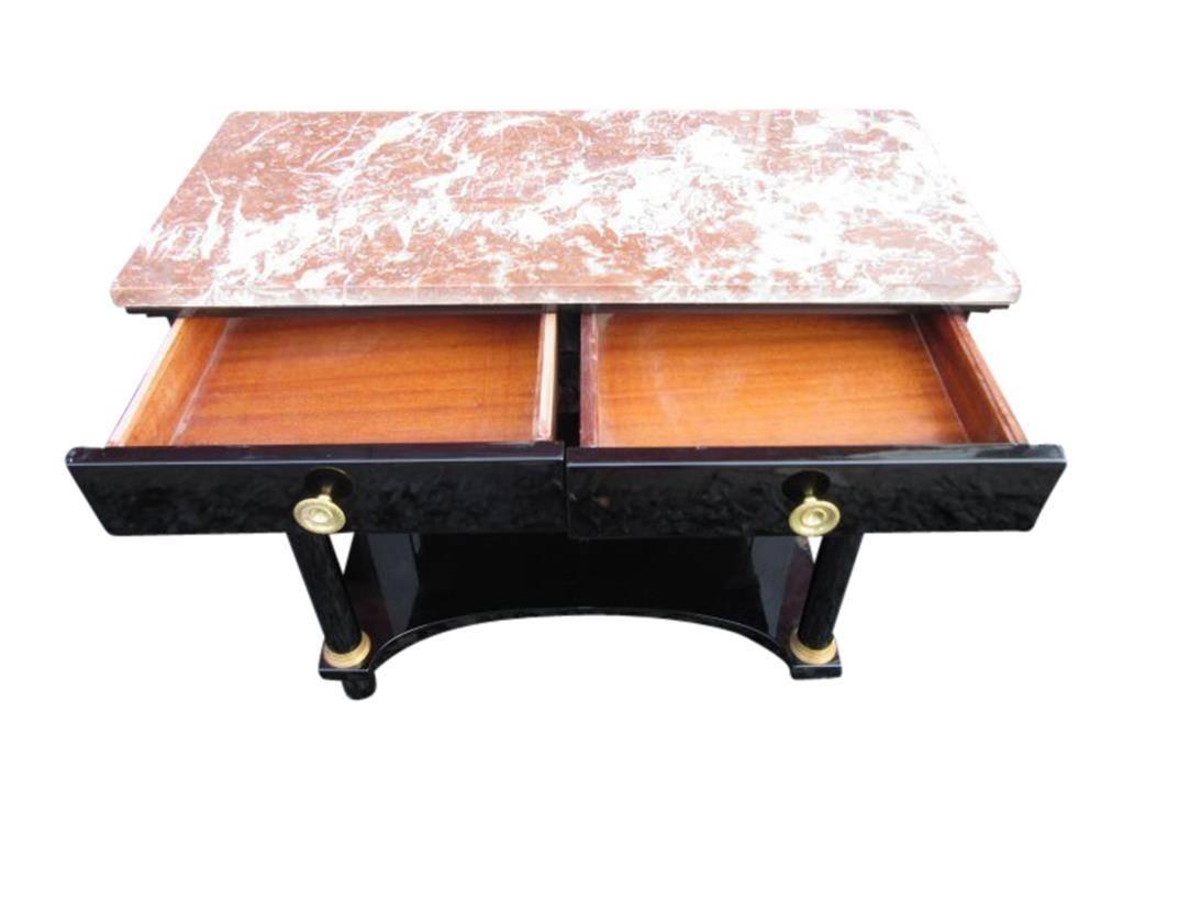 Hand-Crafted Empire Style Console in High Gloss Black