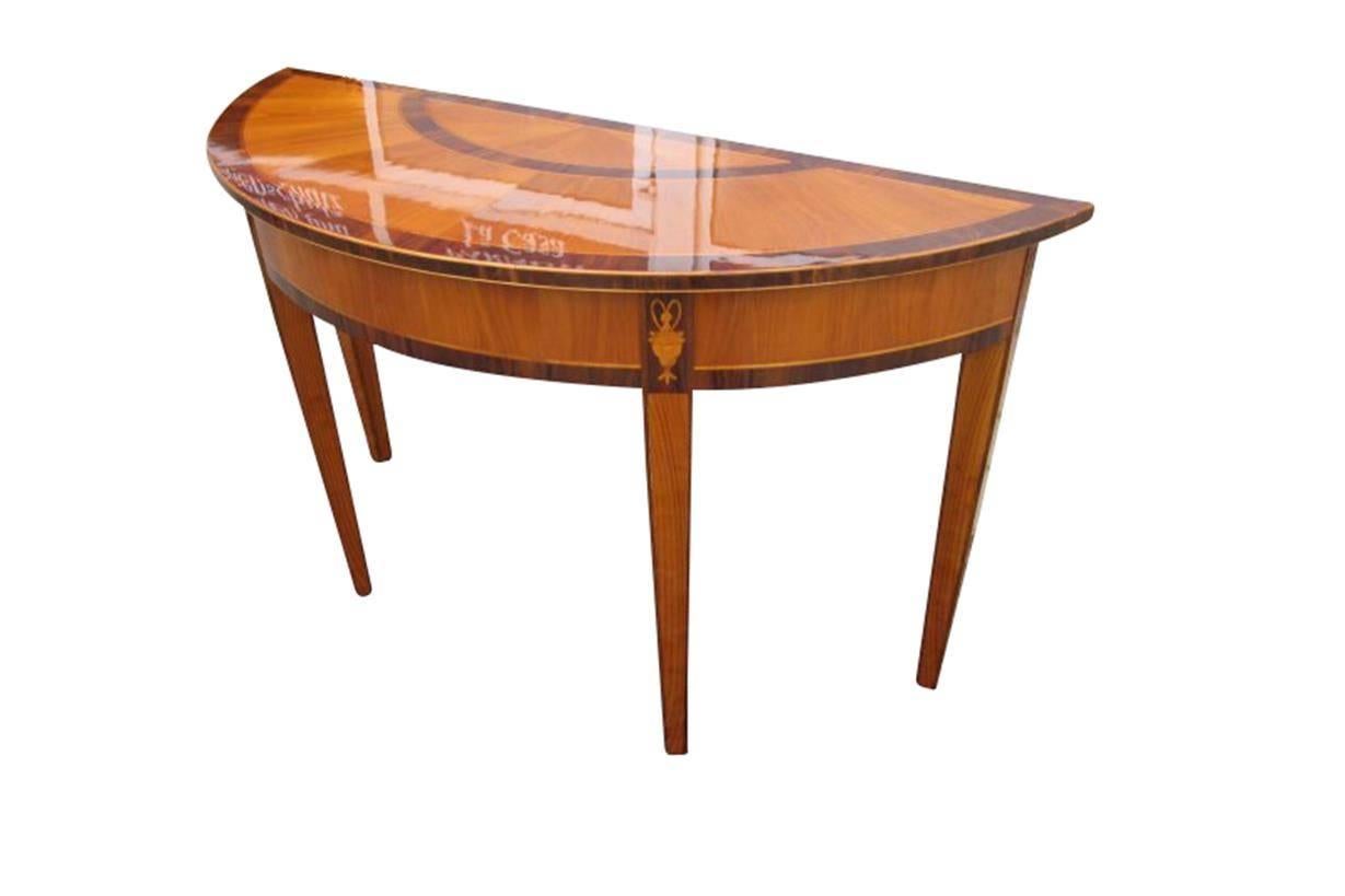 French Walnut and Cherry Tree Wood Console from the Biedermeier Period