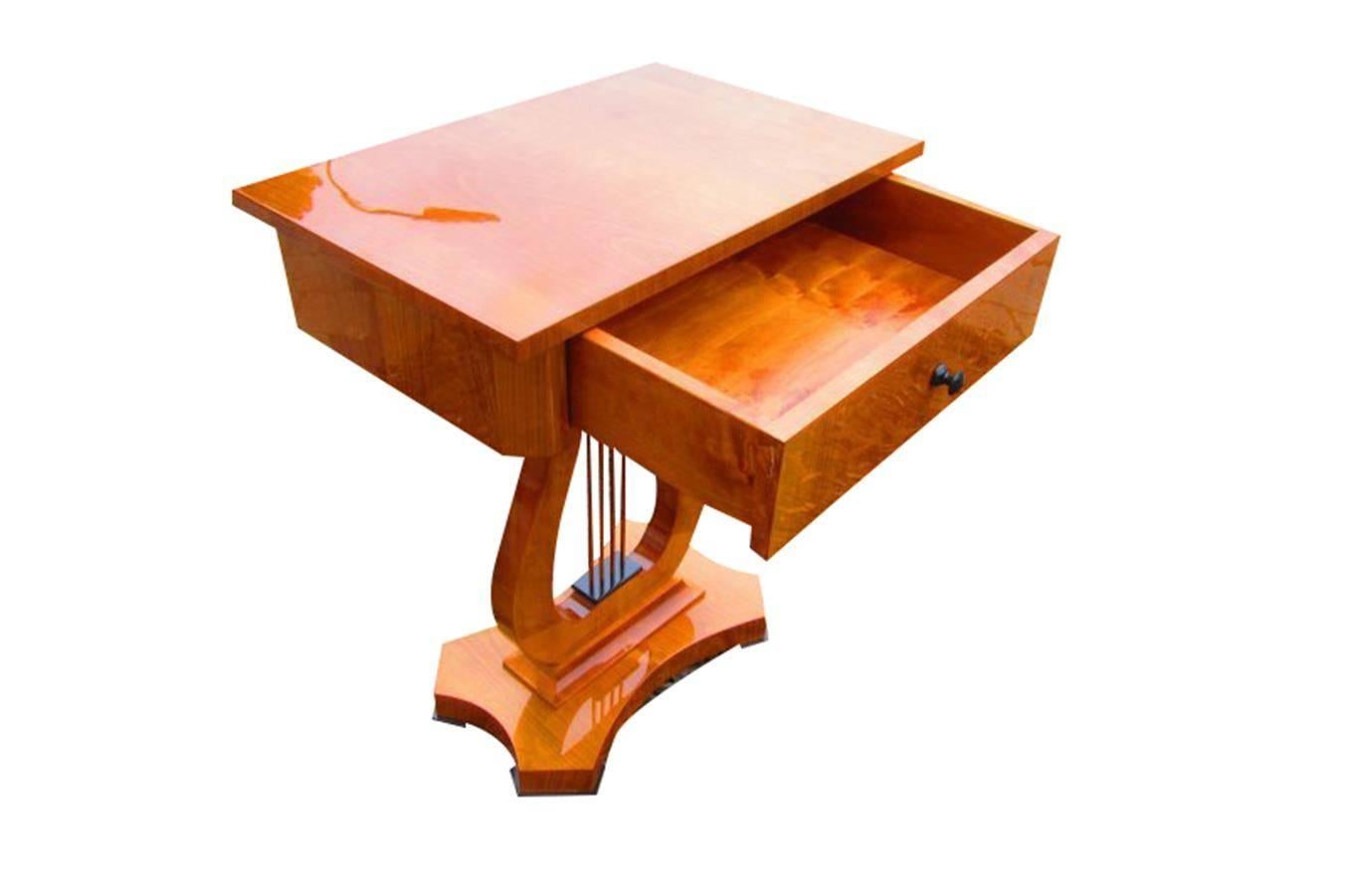 Hand-Crafted Biedermeier Style Sewing Table 