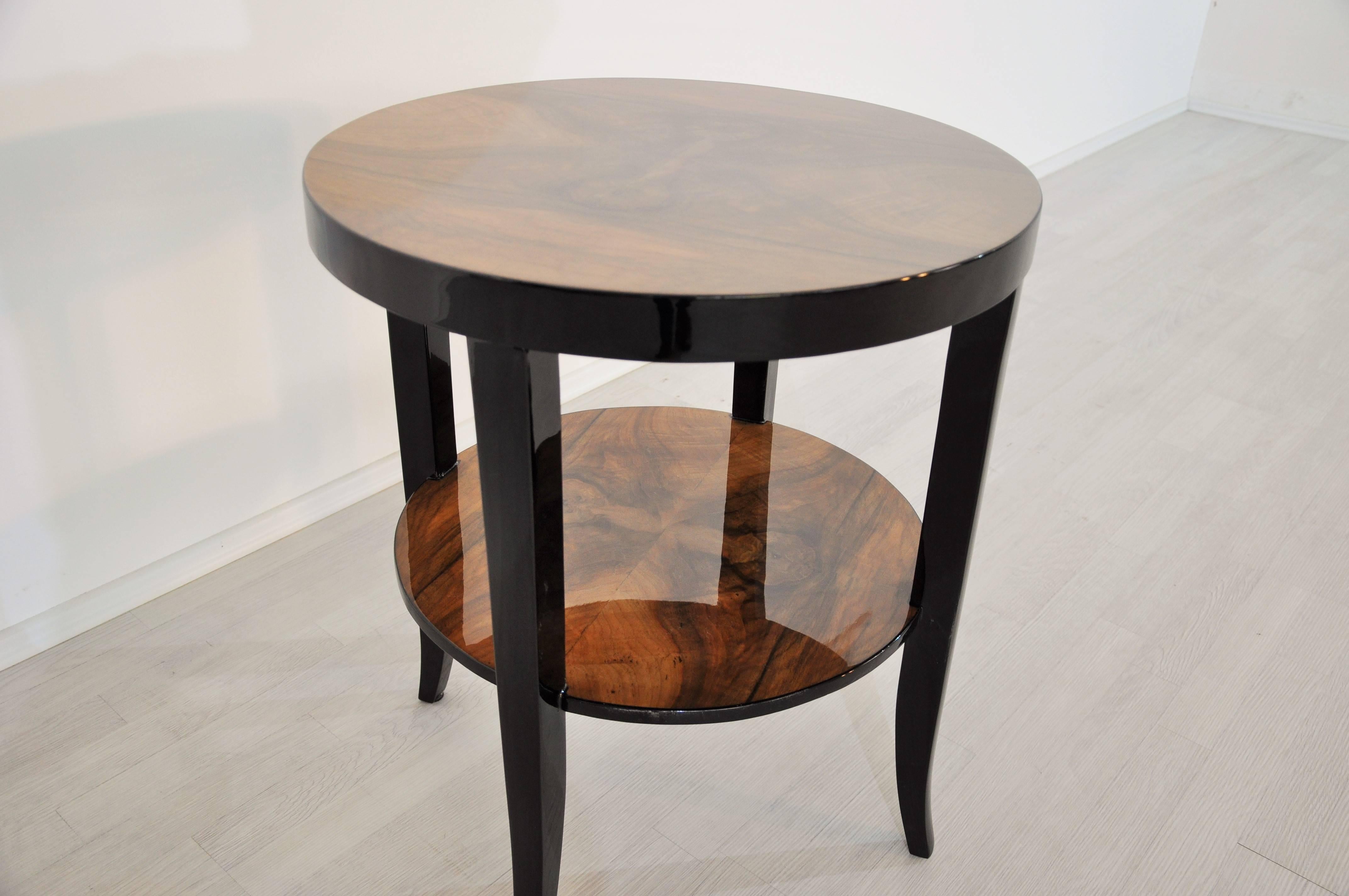 Hand-Crafted Art Deco Side Table with a Wonderful Walnut-Top