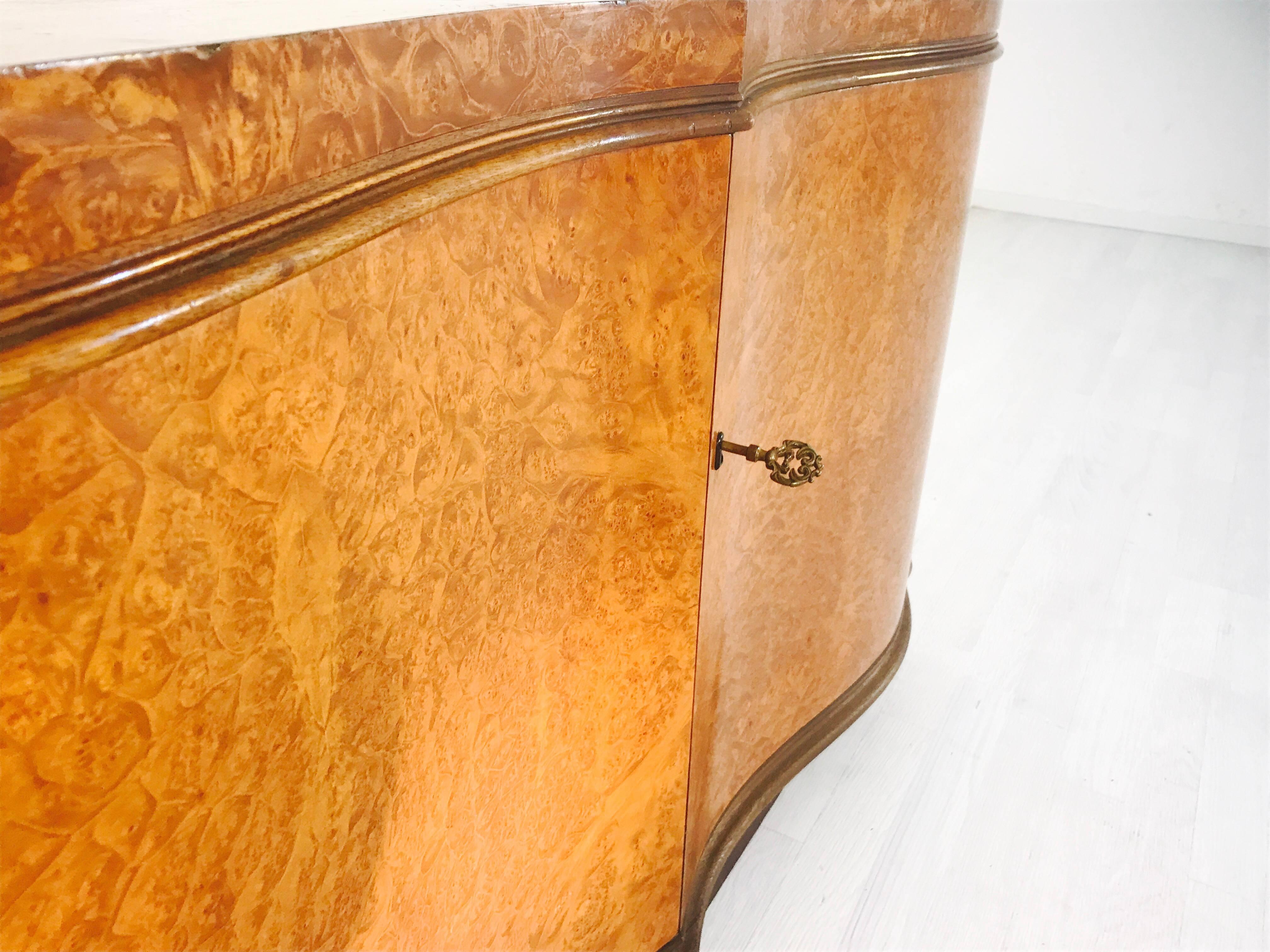 Hand-Crafted Art Deco Sideboard Made of Amboyna Rootwood