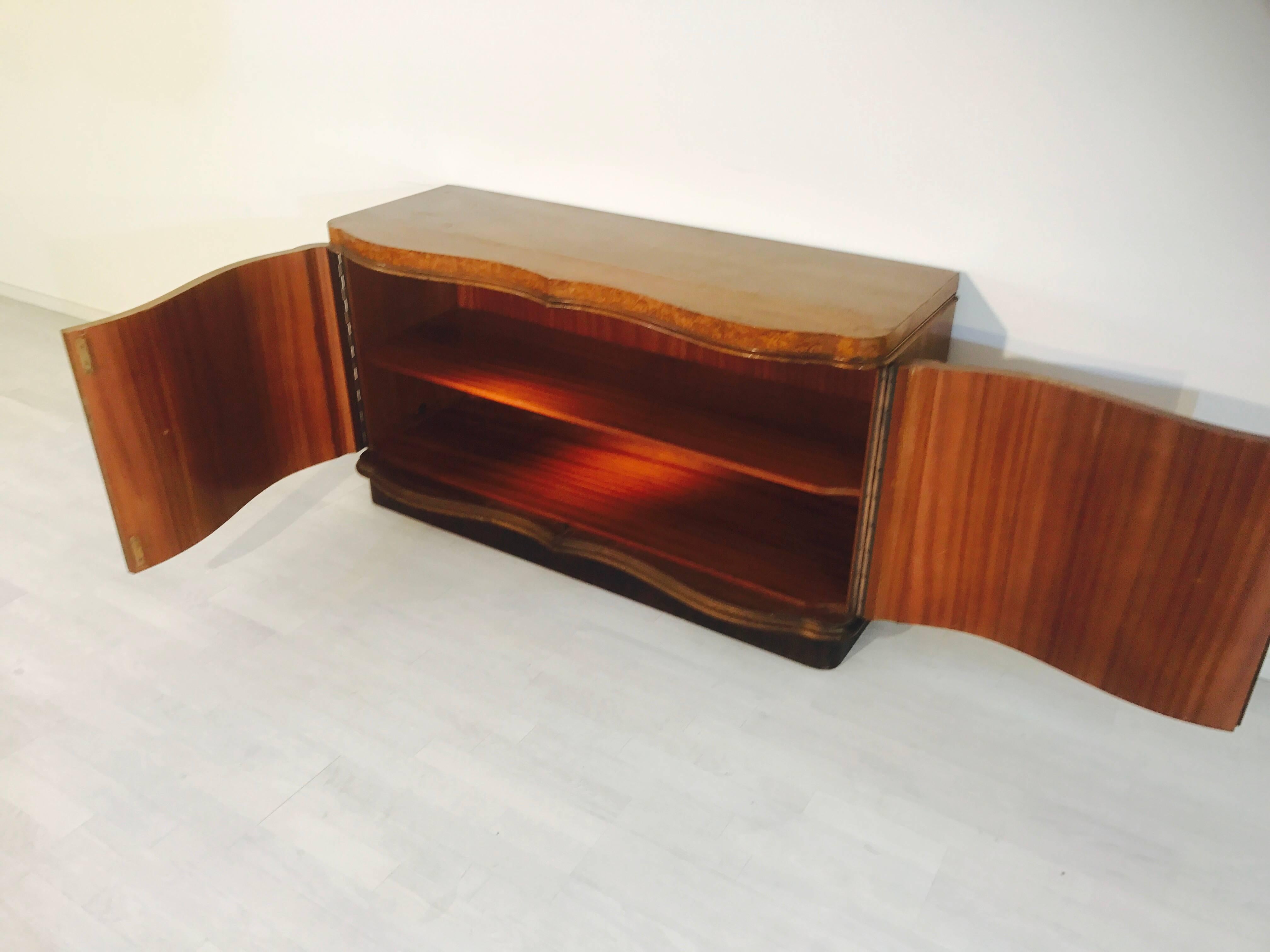 Early 20th Century Art Deco Sideboard Made of Amboyna Rootwood