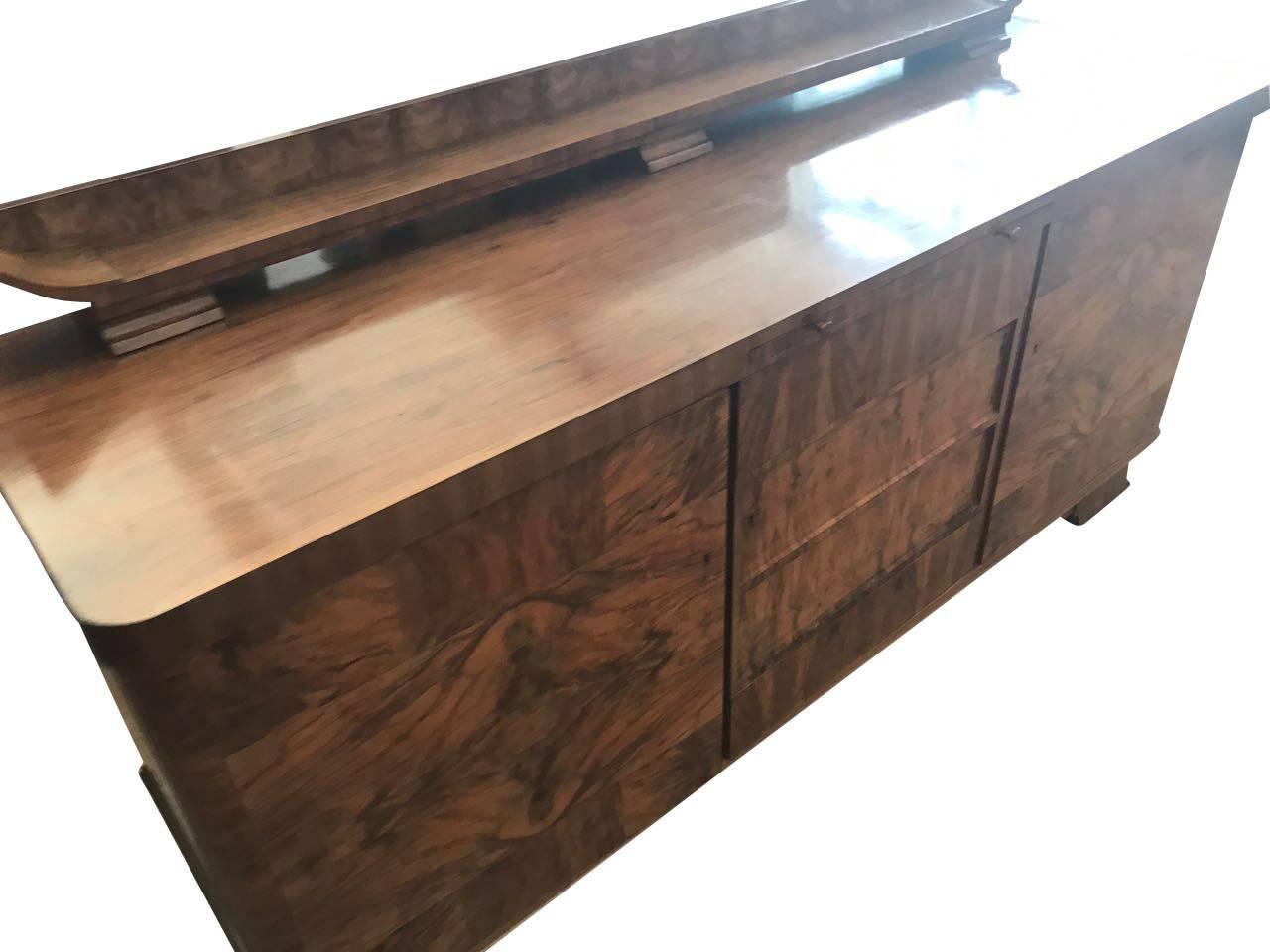 Art Deco Walnut Wood Sideboard from France 1