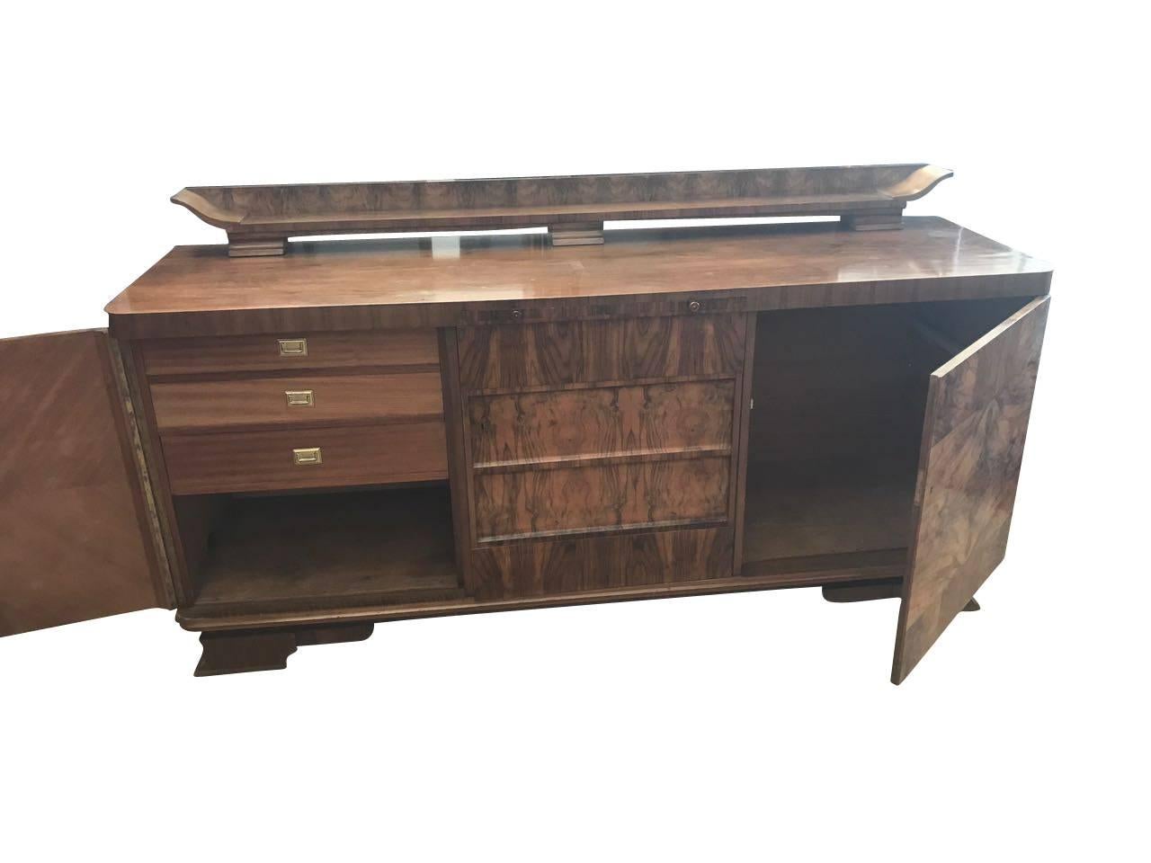 Art Deco Walnut Wood Sideboard from France 2