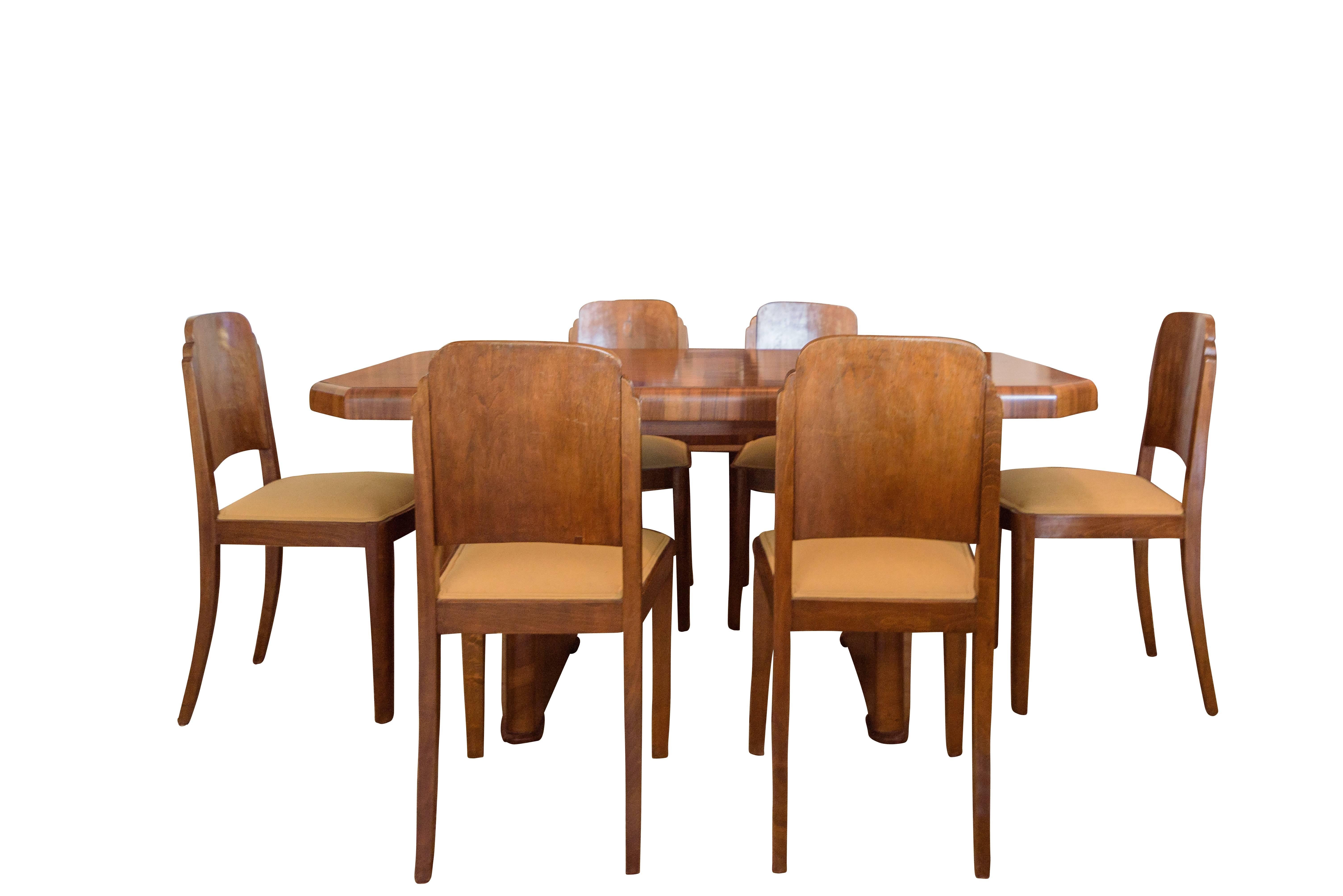 Art Deco Dining Room Set Walnut (Spanisch) im Angebot
