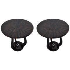 Pair of Art Deco Style Side Tables with Wonderful Macassar Wood