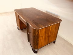 Curved Art Deco Desk Made of Walnut