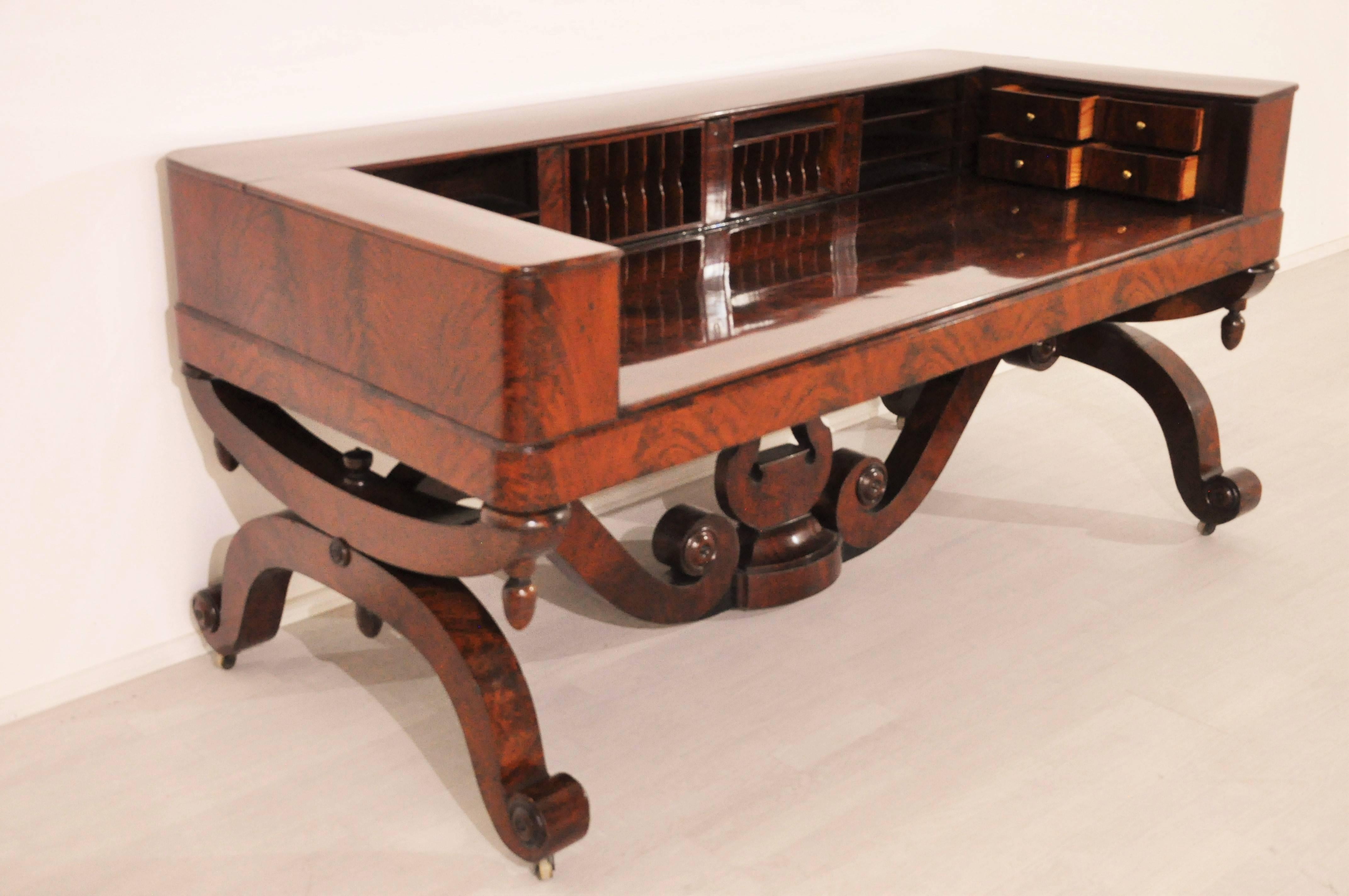 German Antique Biedermeier Mahogany Desk from 1830