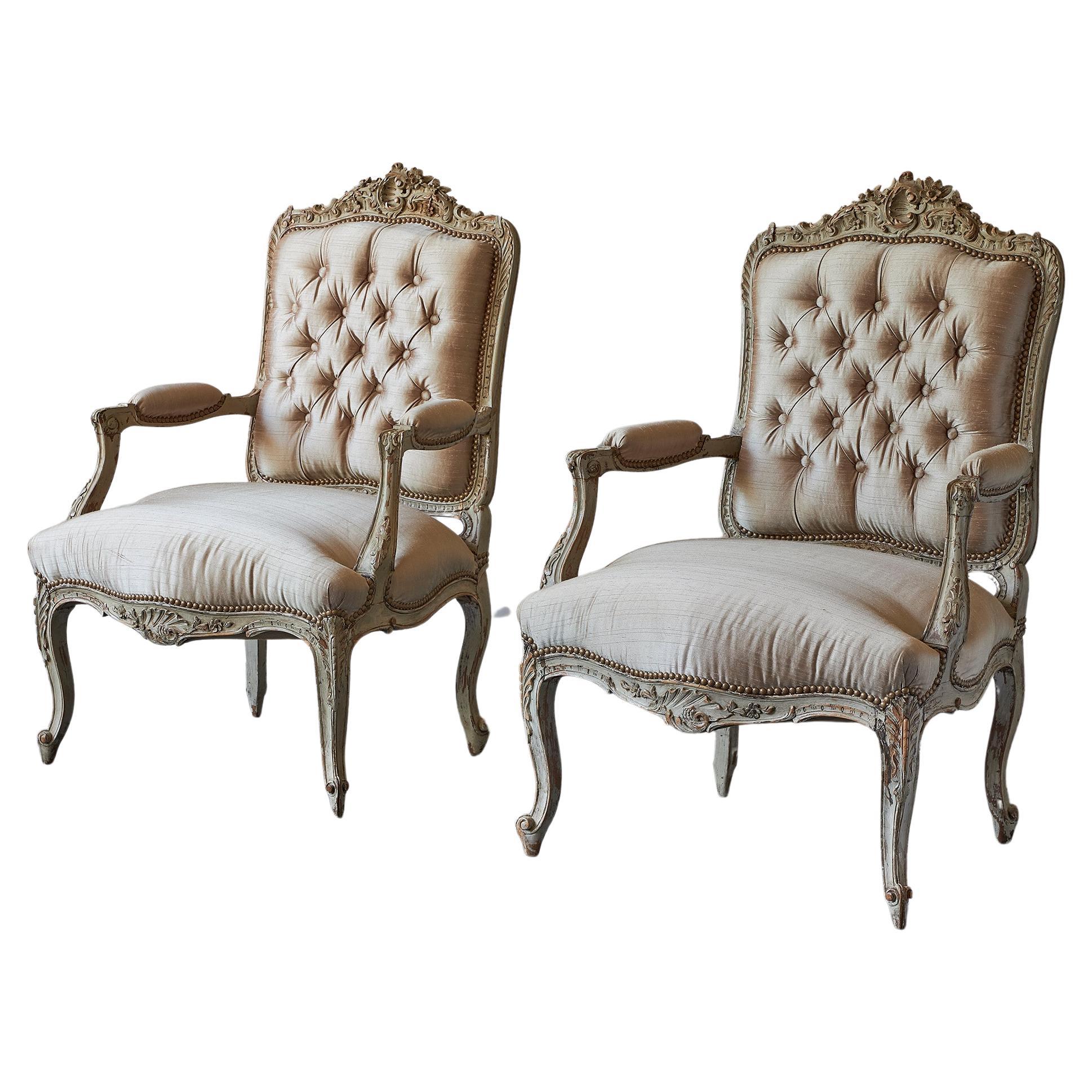 19th Century Pair of Louis XV Style Chairs For Sale