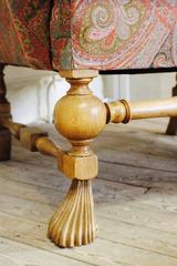 William and Mary Style Oak Wing Chair Upholstered in Etro Andromeda