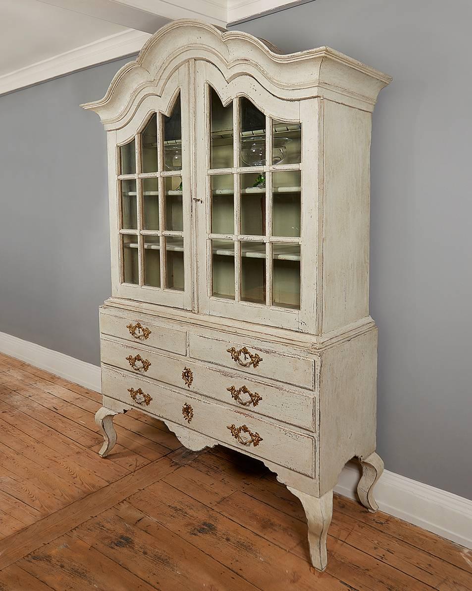 Rococo Large Swedish Carved and Painted Wood Vitrine, circa 1760