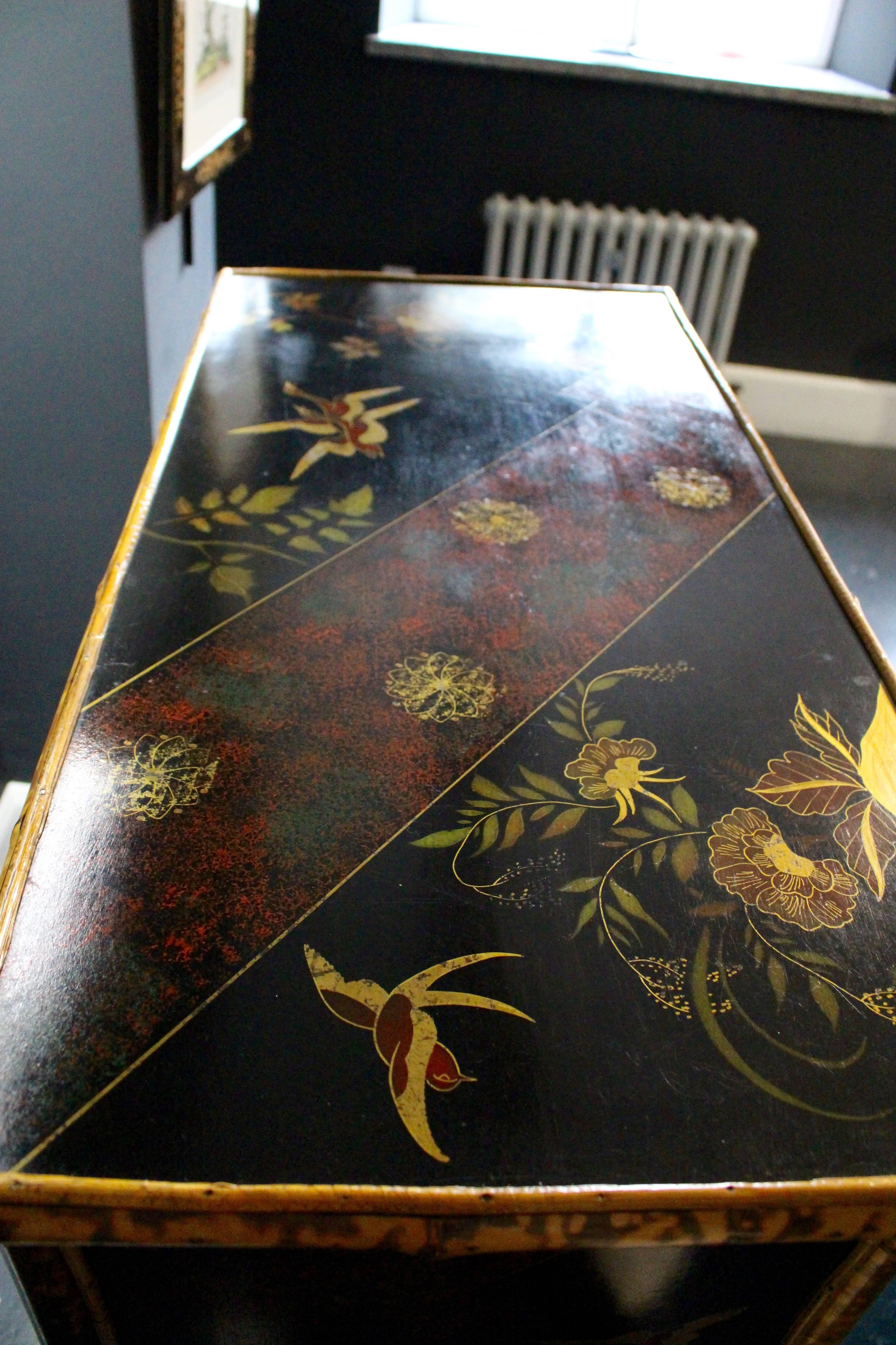 Victorian Black Lacquer and Japanned Chest of Drawers, circa 1890 In Excellent Condition In Petworth, West Sussex