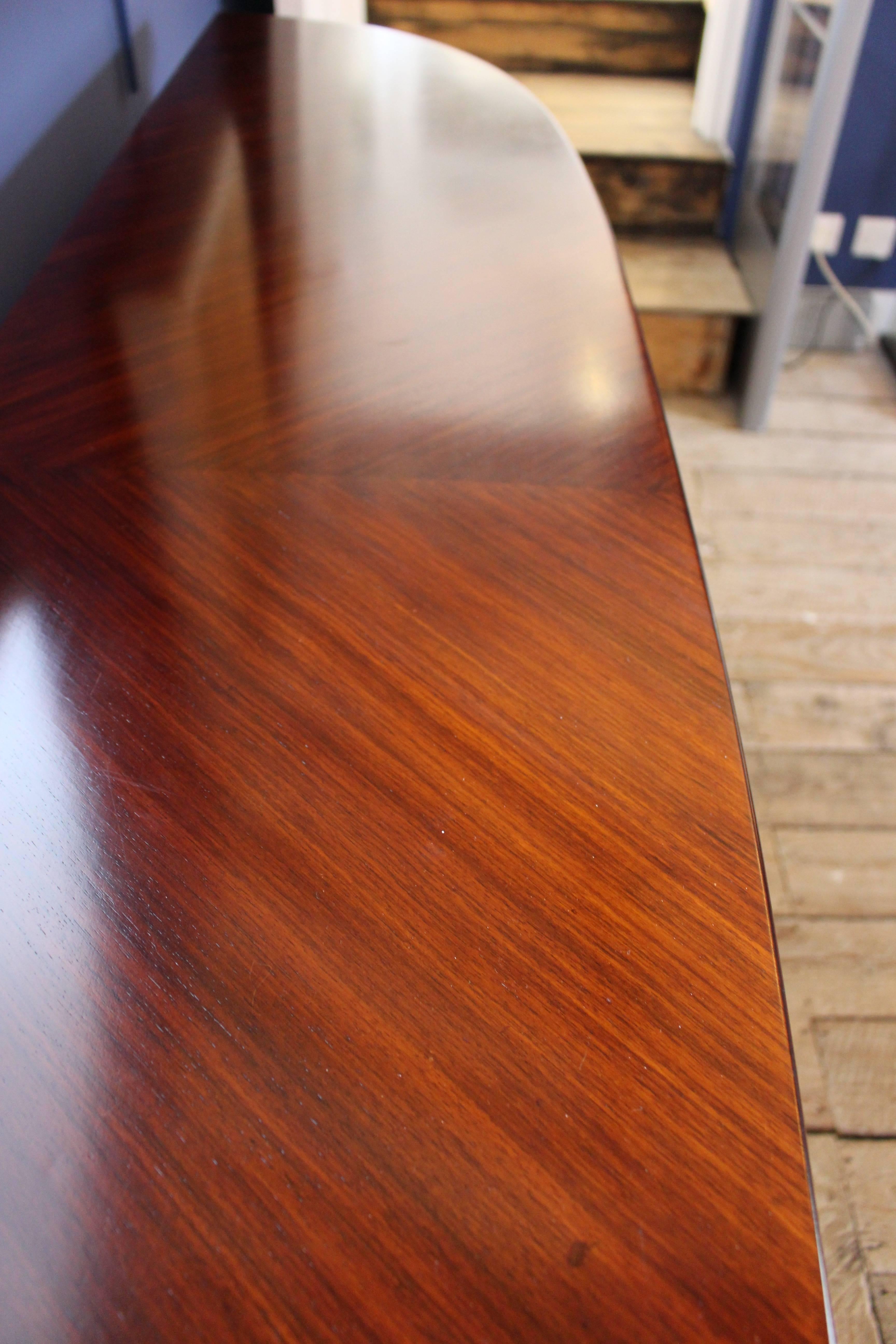 French Indian Rosewood and Faux Vellum Console Table, Mid-20th Century 1