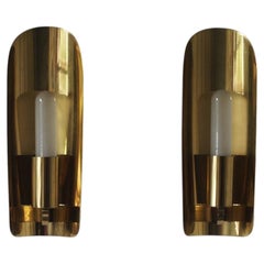 Mid-Century Modern Brass Wall Sconces, Set of 2
