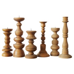 Scandinavian Wooden Candleholders, Set of 6
