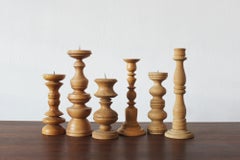 Scandinavian Wooden Candleholders, Set of 6