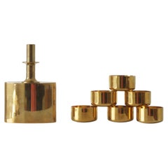 Set in ottone placcato oro di Pierre Forssell per Skultuna, Svezia, anni ’70, set da 7 pezzi
