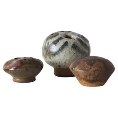 Juego de 3 jarrones de cerámica vintage daneses «Mushroom Studio», de Erik Græser, década de los 60