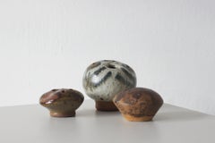 Juego de 3 jarrones de cerámica vintage daneses «Mushroom Studio», de Erik Græser, década de los 60
