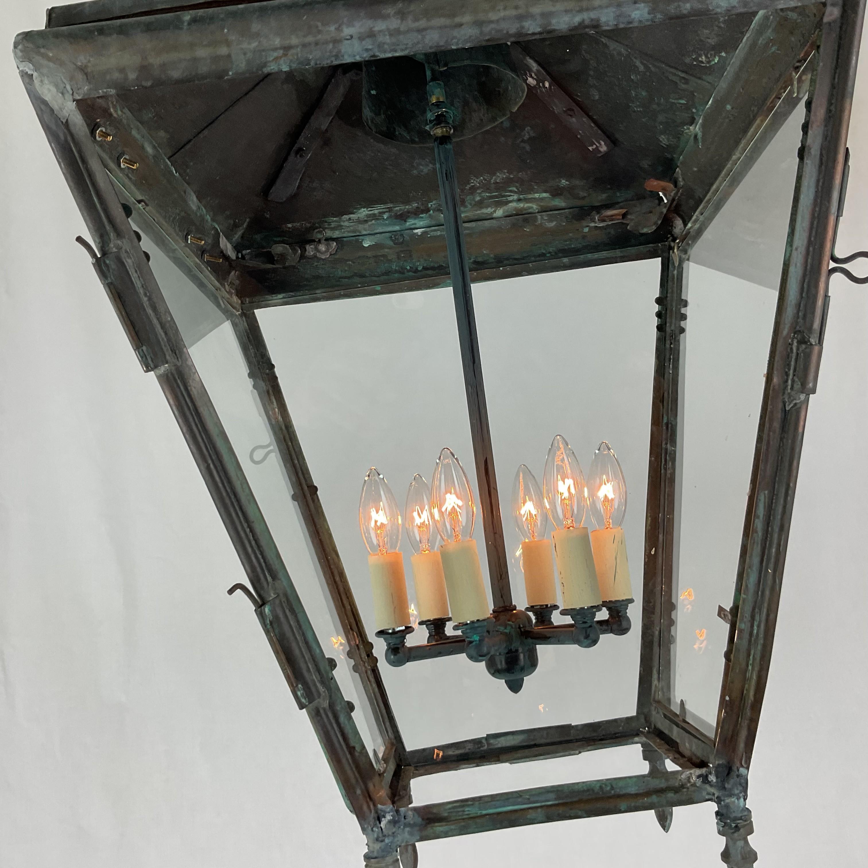 Grande lanterna antica in rame del 1910 in vendita 11