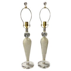 Exquiste Venetian Glass Lamp Pair