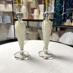 Exquiste Venetian Glass Lamp Pair